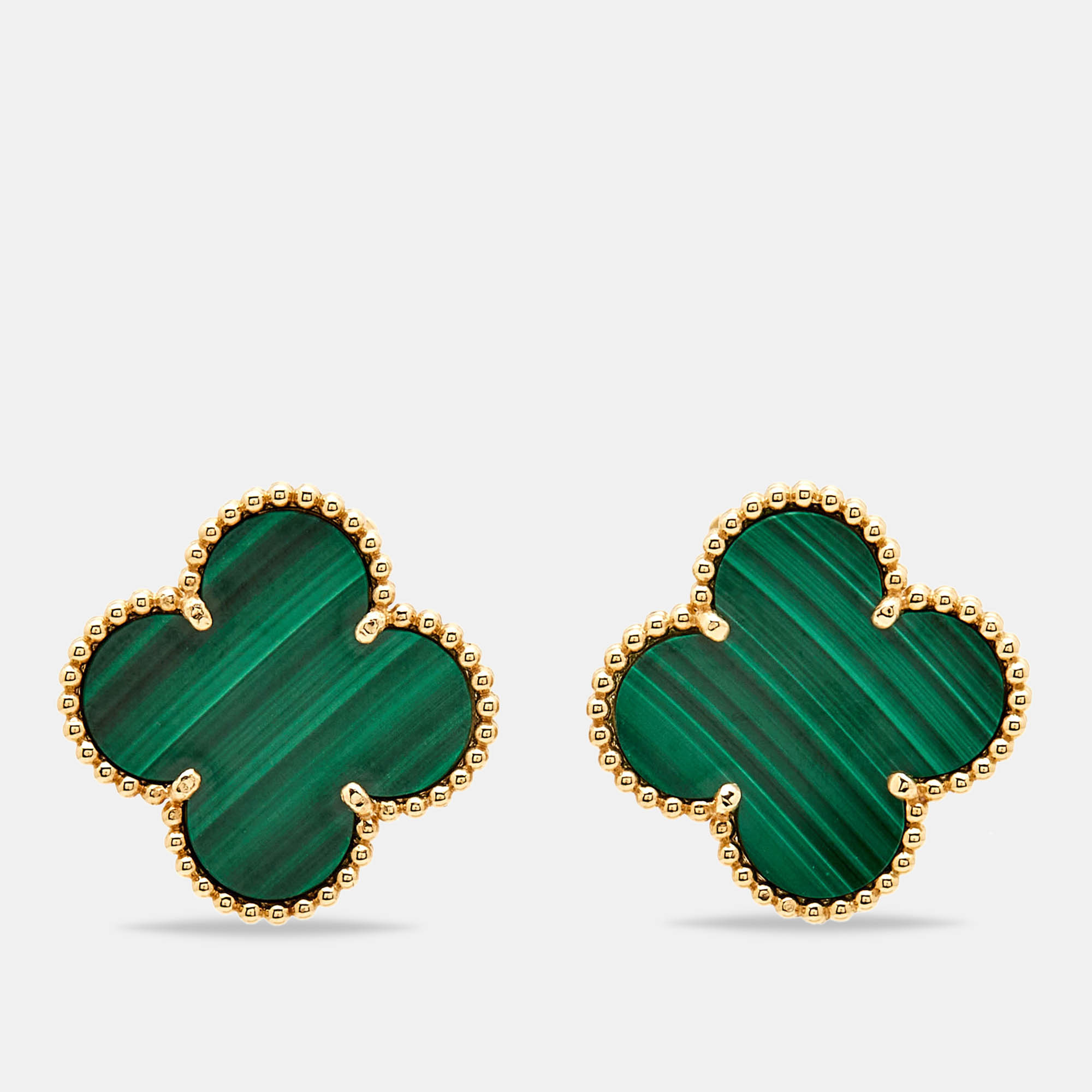 

Van Cleef & Arpels Magic Alhambra Malachite 18k Yellow Gold Earrings