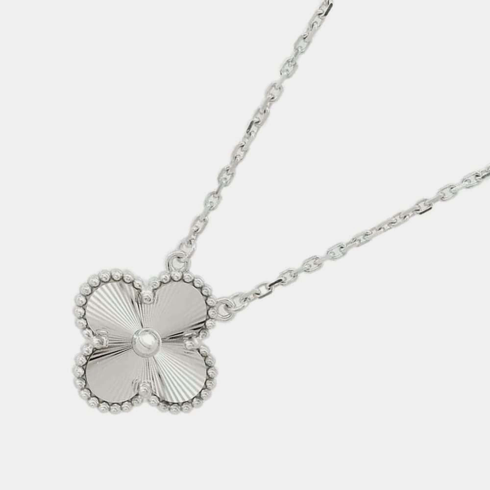 Van Cleef & Arpels 18K White Gold Vintage Alhambra Pendant 