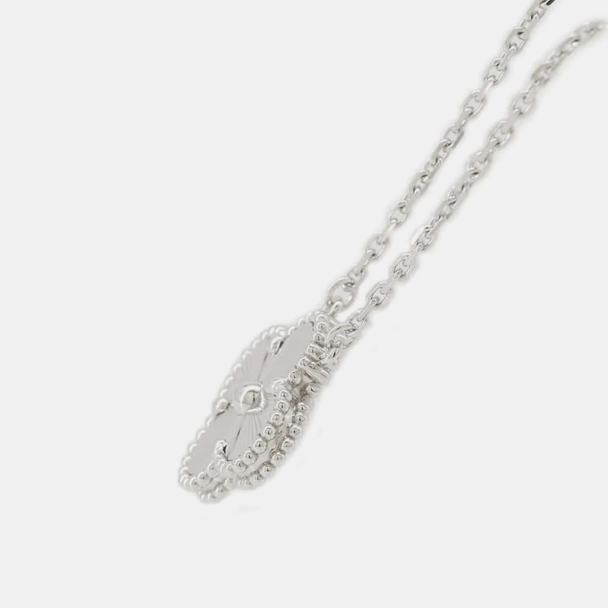 Van Cleef & Arpels 18K White Gold Vintage Alhambra Pendant 
