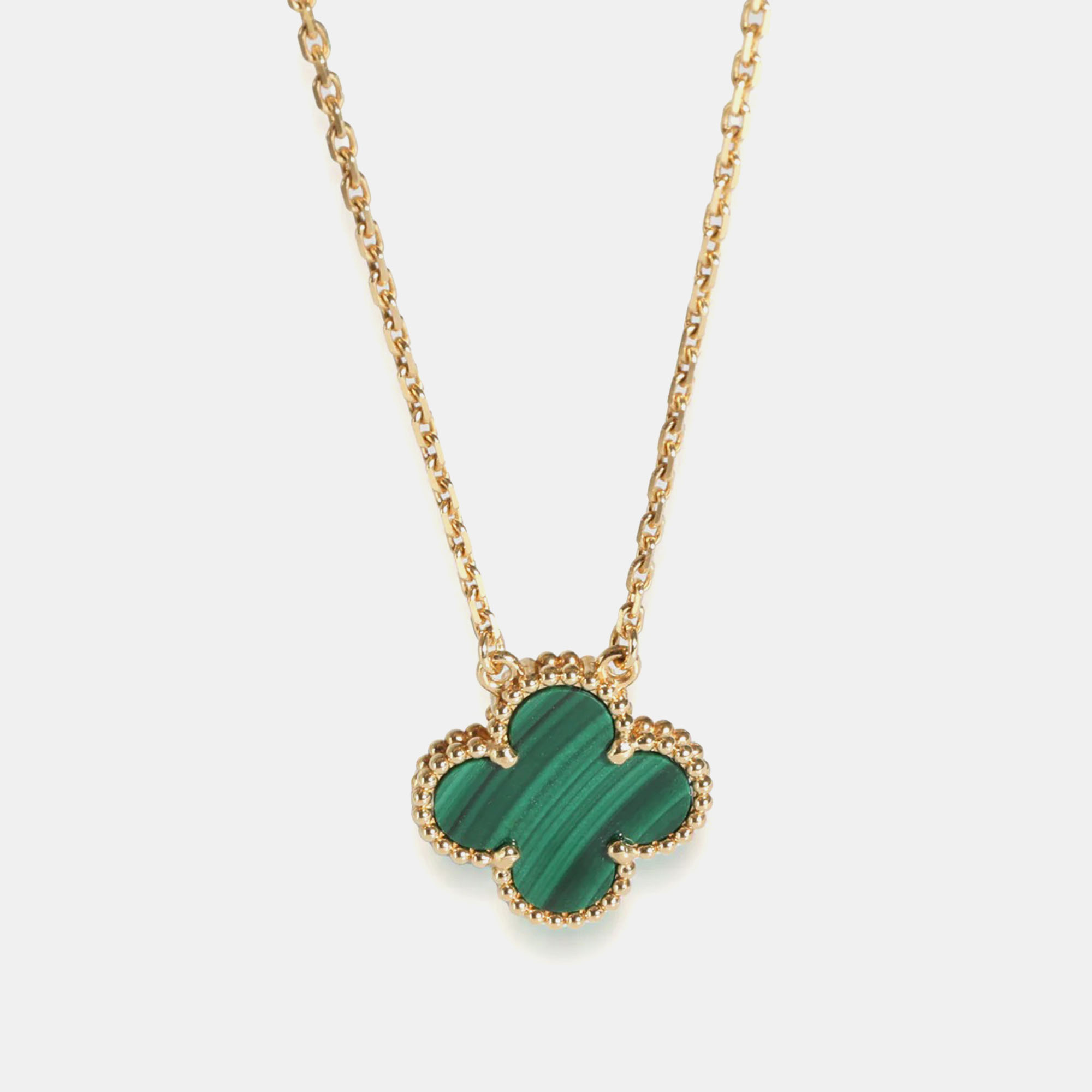 

Van Cleef & Arpels 18K Yellow Gold Vintage Alhambra Malachite Pendant Necklace