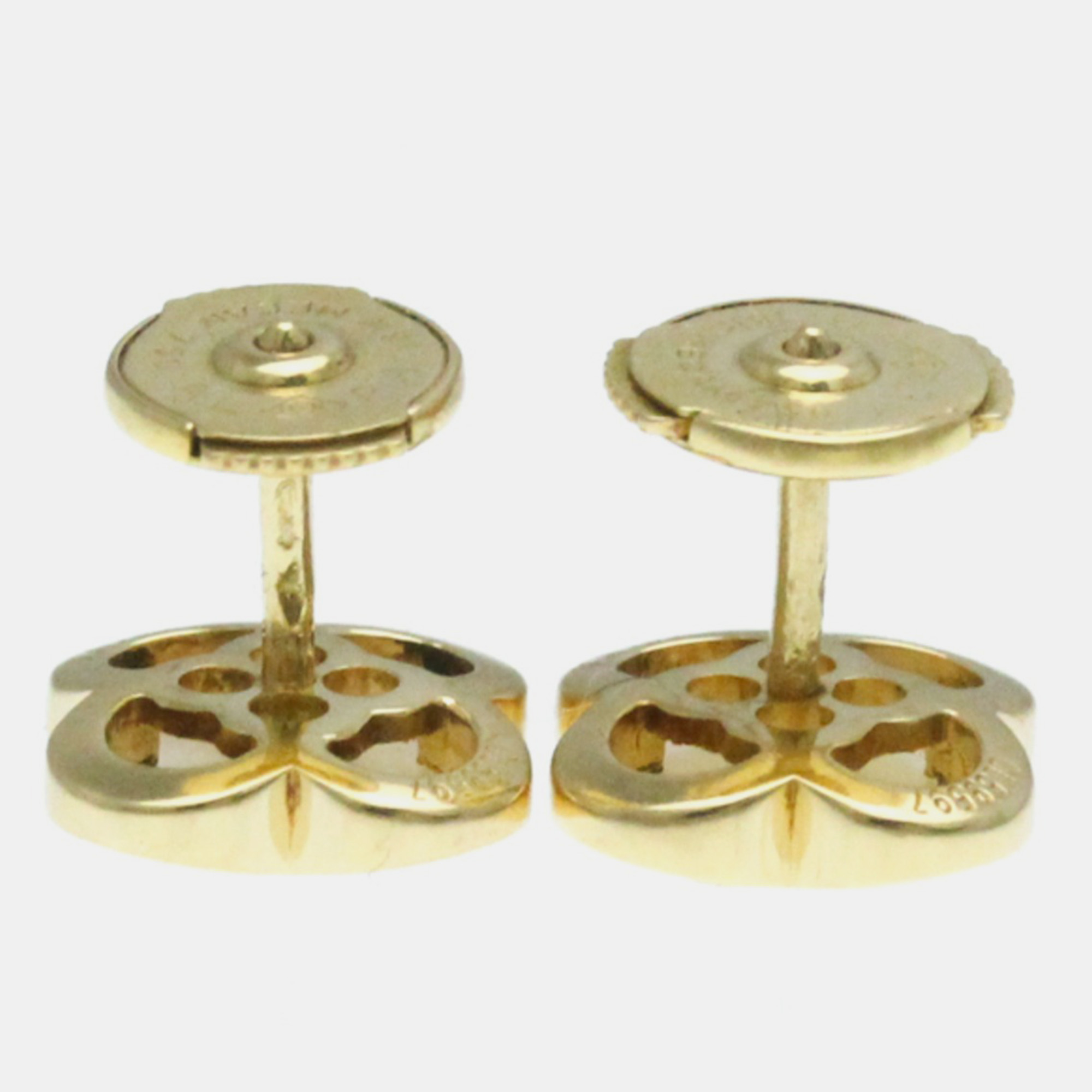 Van Cleef & Arpels 18K Yellow Gold Pure Alhambra Stud Earrings 
