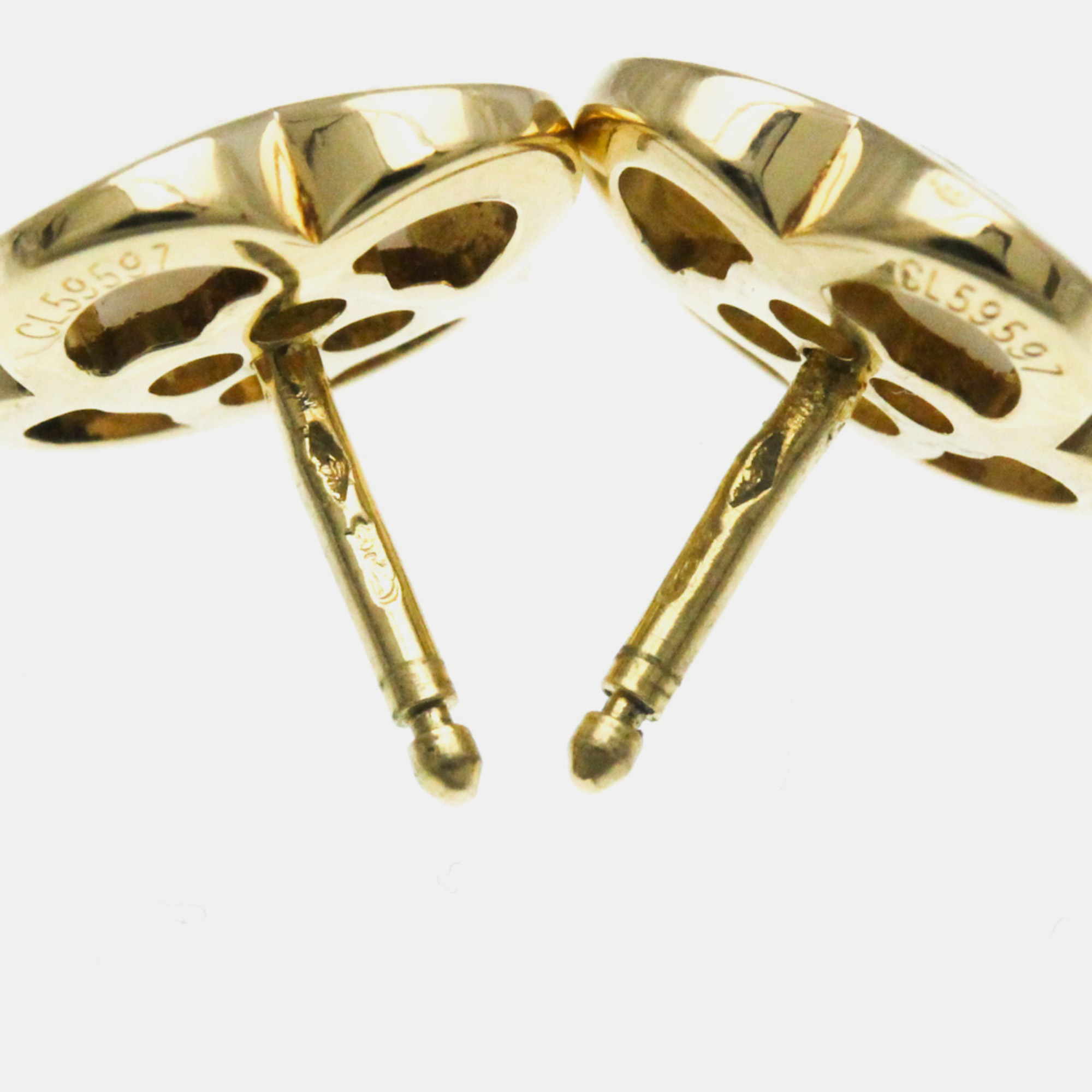 Van Cleef & Arpels 18K Yellow Gold Pure Alhambra Stud Earrings 