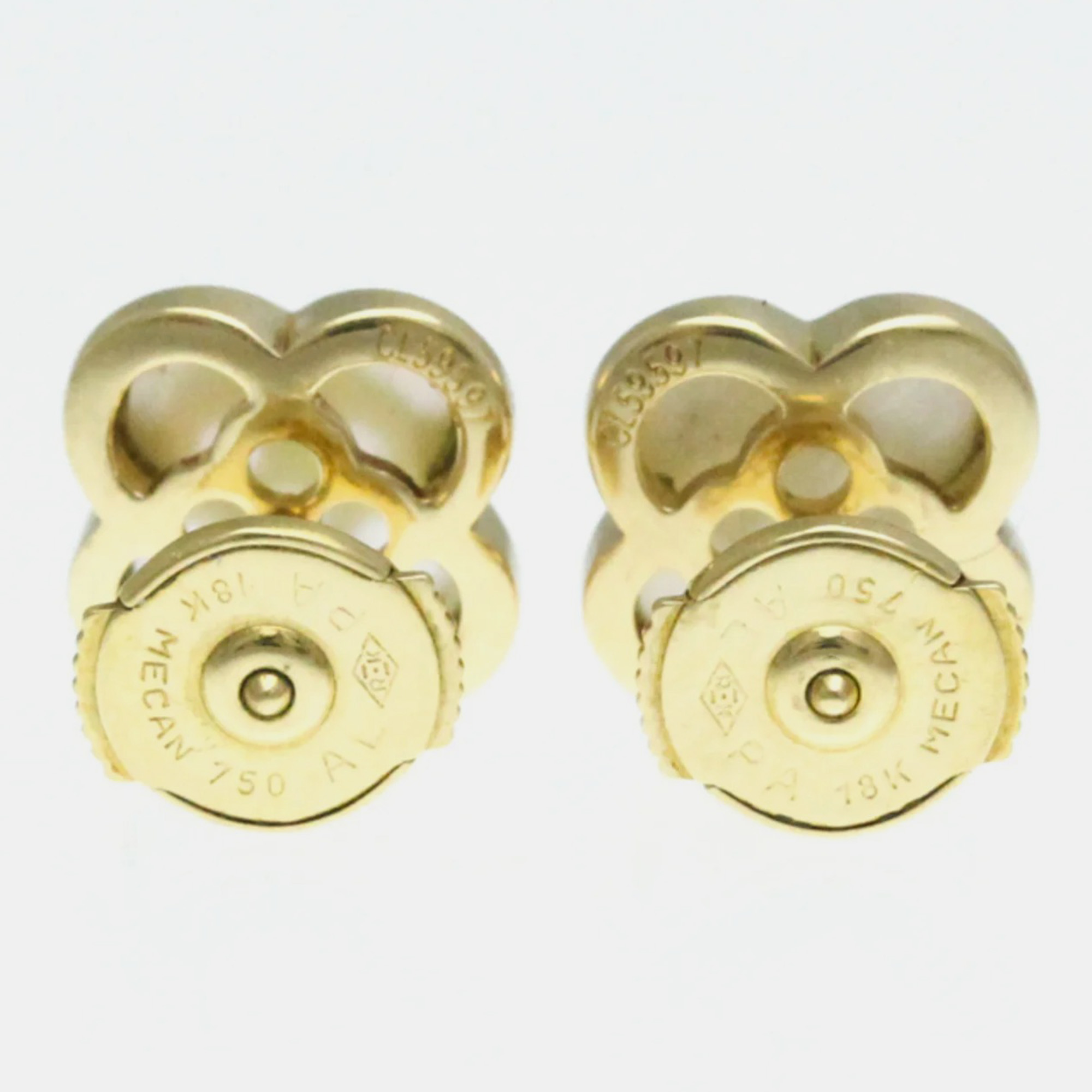 Van Cleef & Arpels 18K Yellow Gold Pure Alhambra Stud Earrings 