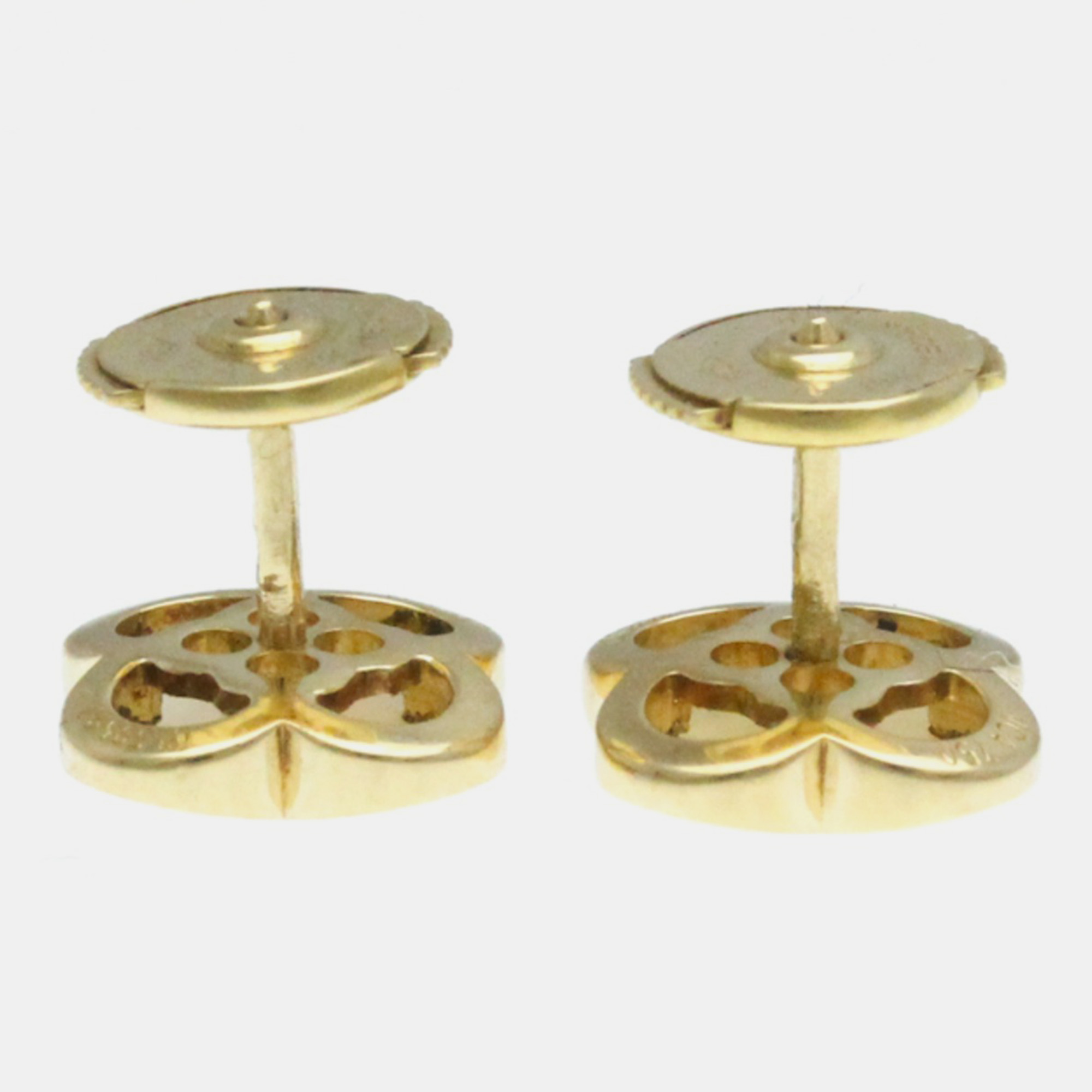 Van Cleef & Arpels 18K Yellow Gold Pure Alhambra Stud Earrings 