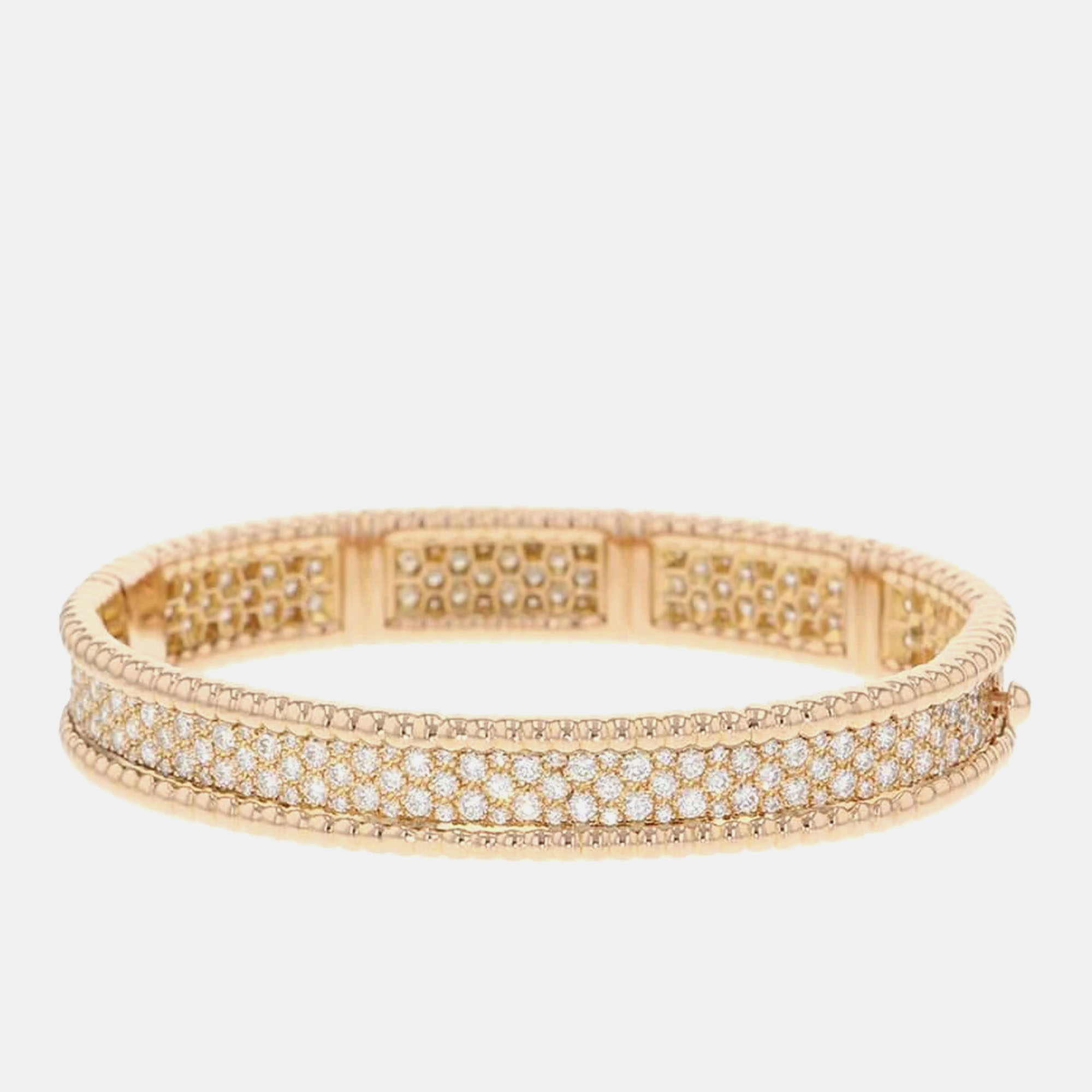 

Van Cleef & Arpels 18K Pink Gold 3 Rows Small Model Perlee Diamond Bracelet