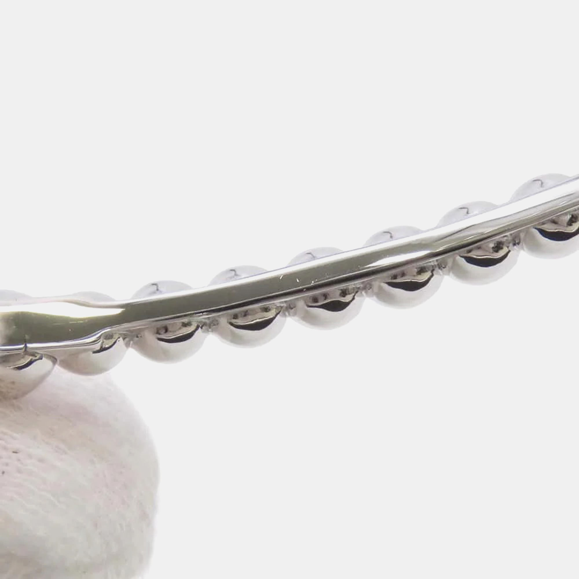 Van Cleef & Arpels 18K White Gold Perlee Gold Pearl Bracelet Medium 