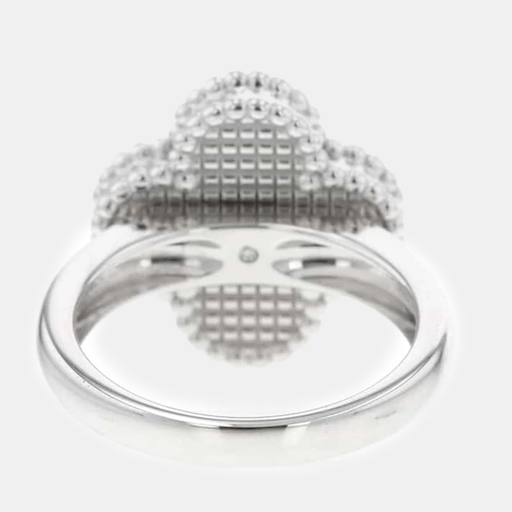 Van Cleef & Arpels 18K White Gold Vintage Alhambra Ring EU 49 