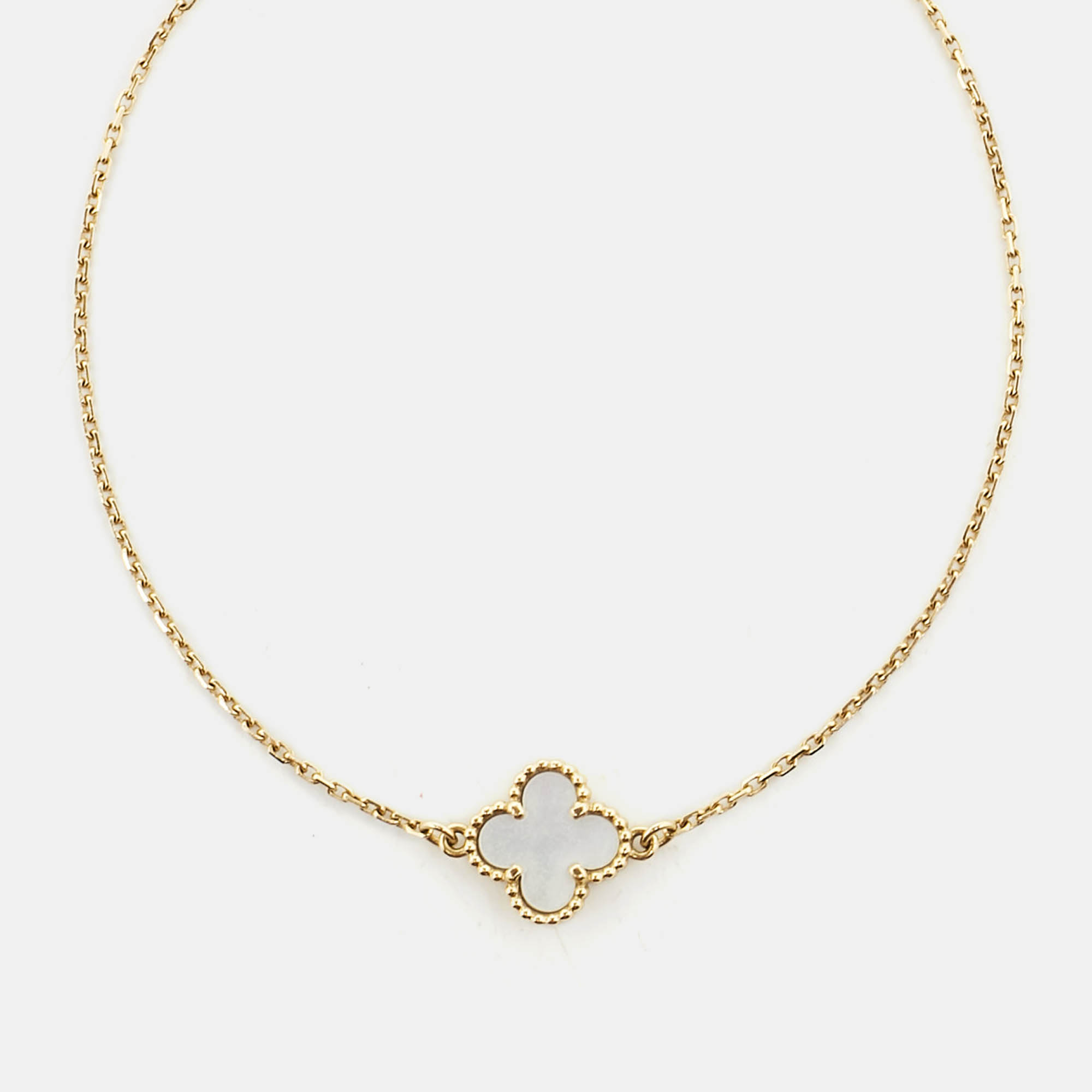 Van Cleef & Arpels Sweet Alhambra  Mother of Pearl Yellow Gold Bracelet 