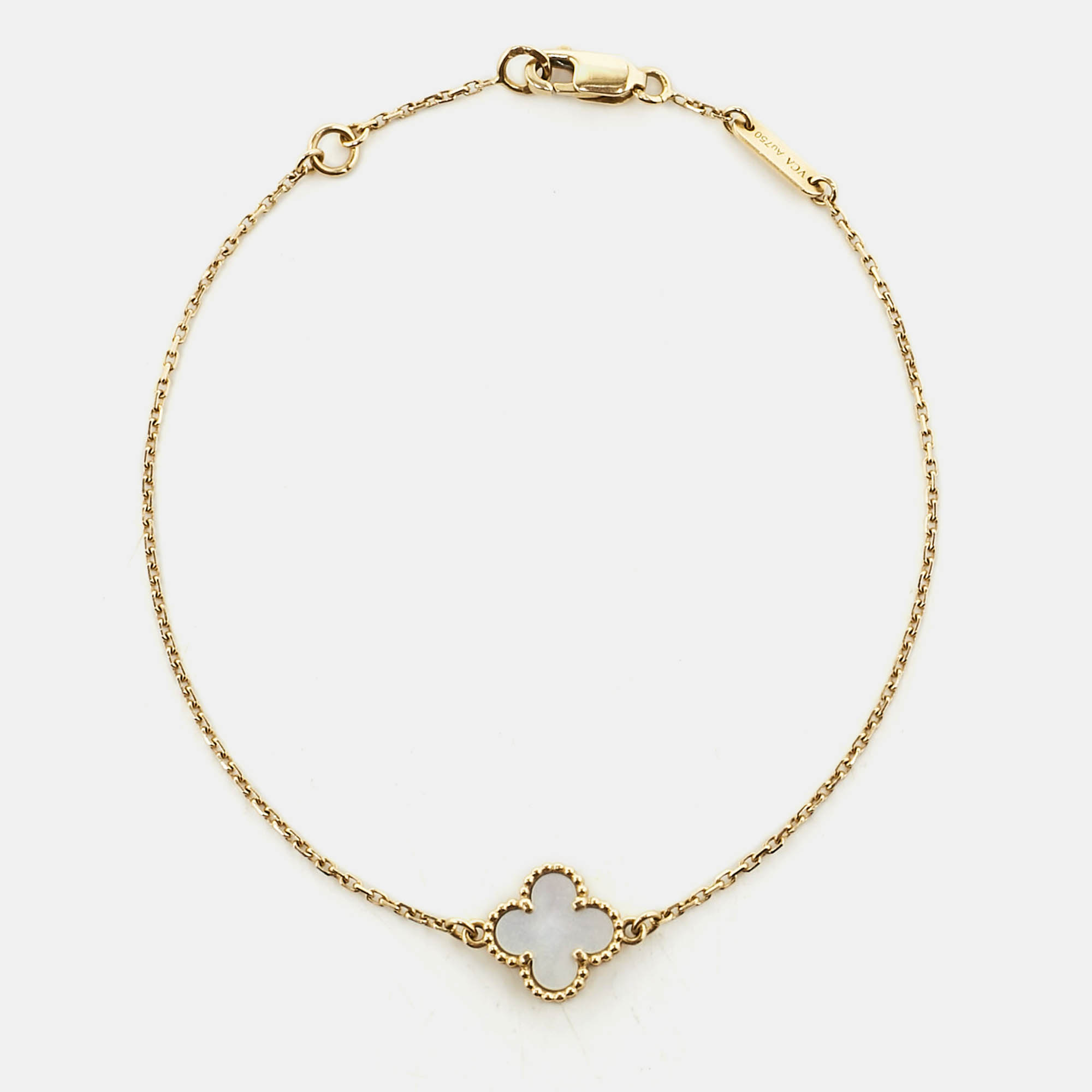 Van Cleef & Arpels Sweet Alhambra  Mother of Pearl Yellow Gold Bracelet 