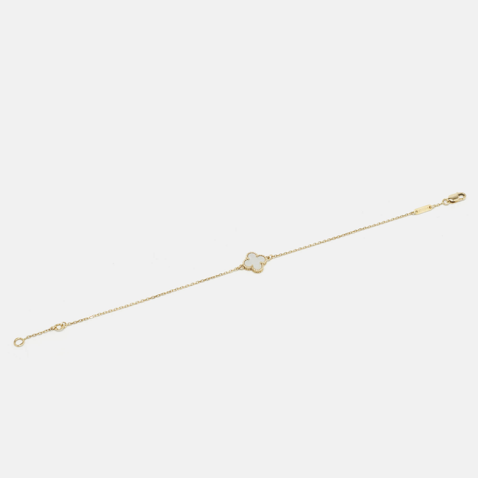 Van Cleef & Arpels Sweet Alhambra  Mother of Pearl Yellow Gold Bracelet 