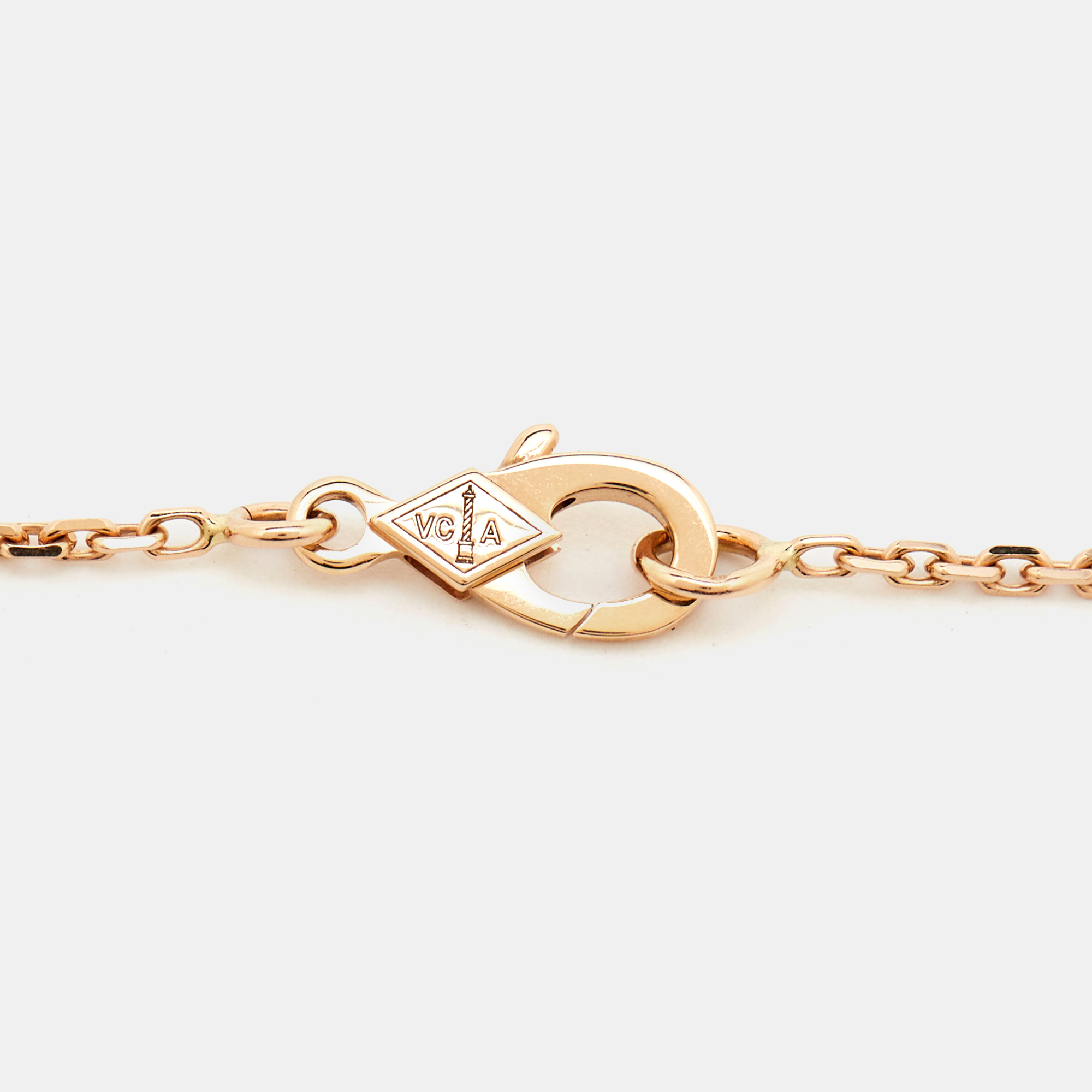 Van Cleef & Arpels Vintage Alhambra Diamond 18K Rose Gold Pendant Necklace 