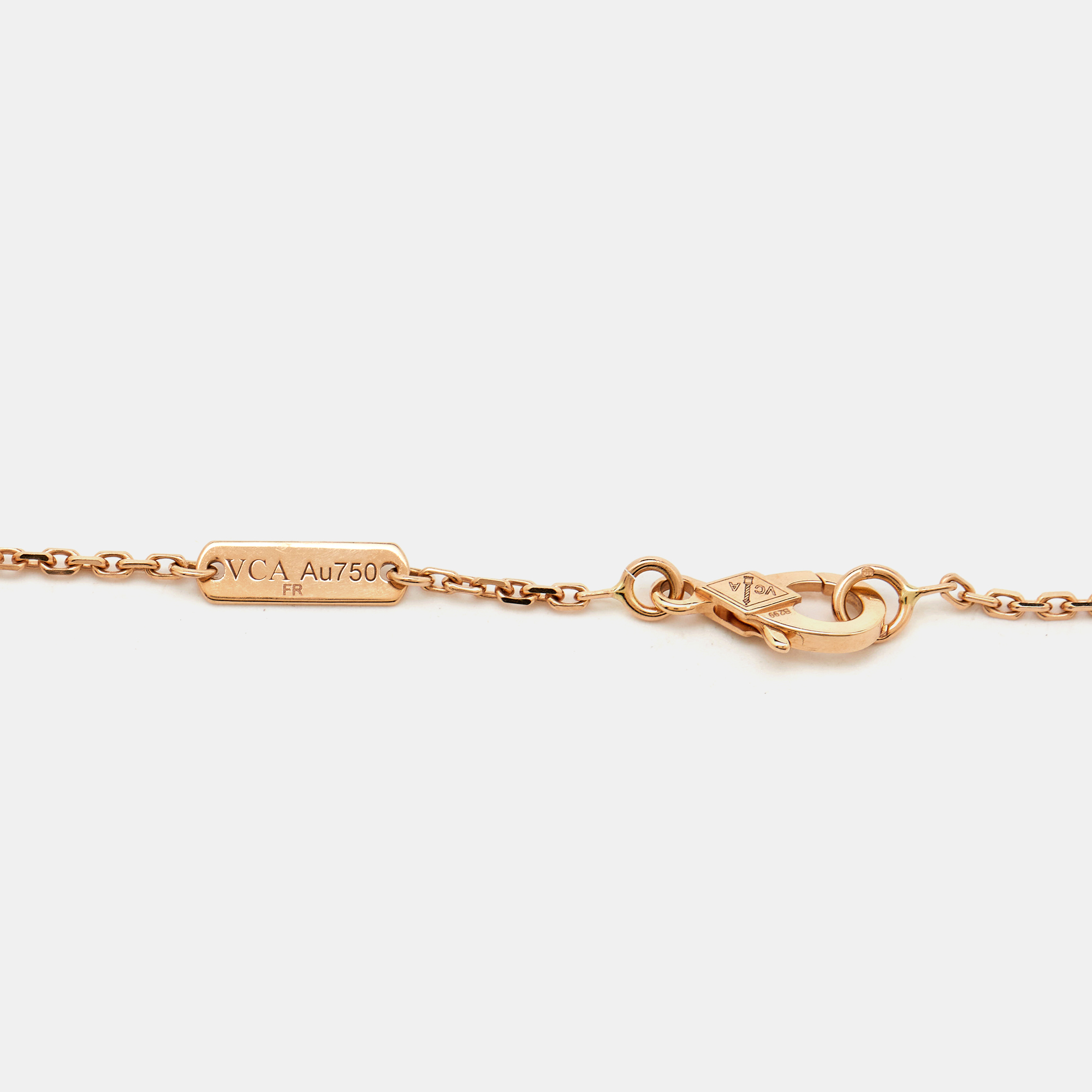 Van Cleef & Arpels Vintage Alhambra Diamond 18K Rose Gold Pendant Necklace 