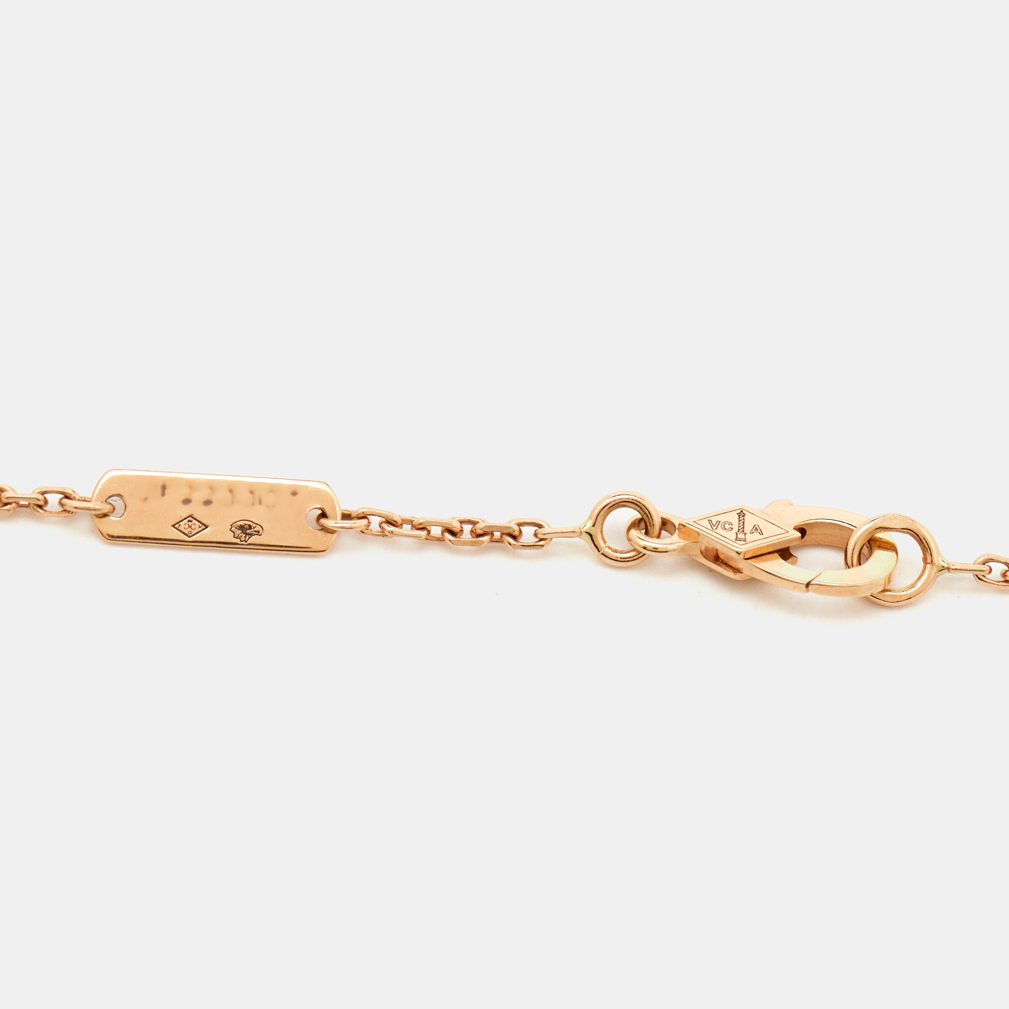 Van Cleef & Arpels Vintage Alhambra Diamond 18K Rose Gold Pendant Necklace 