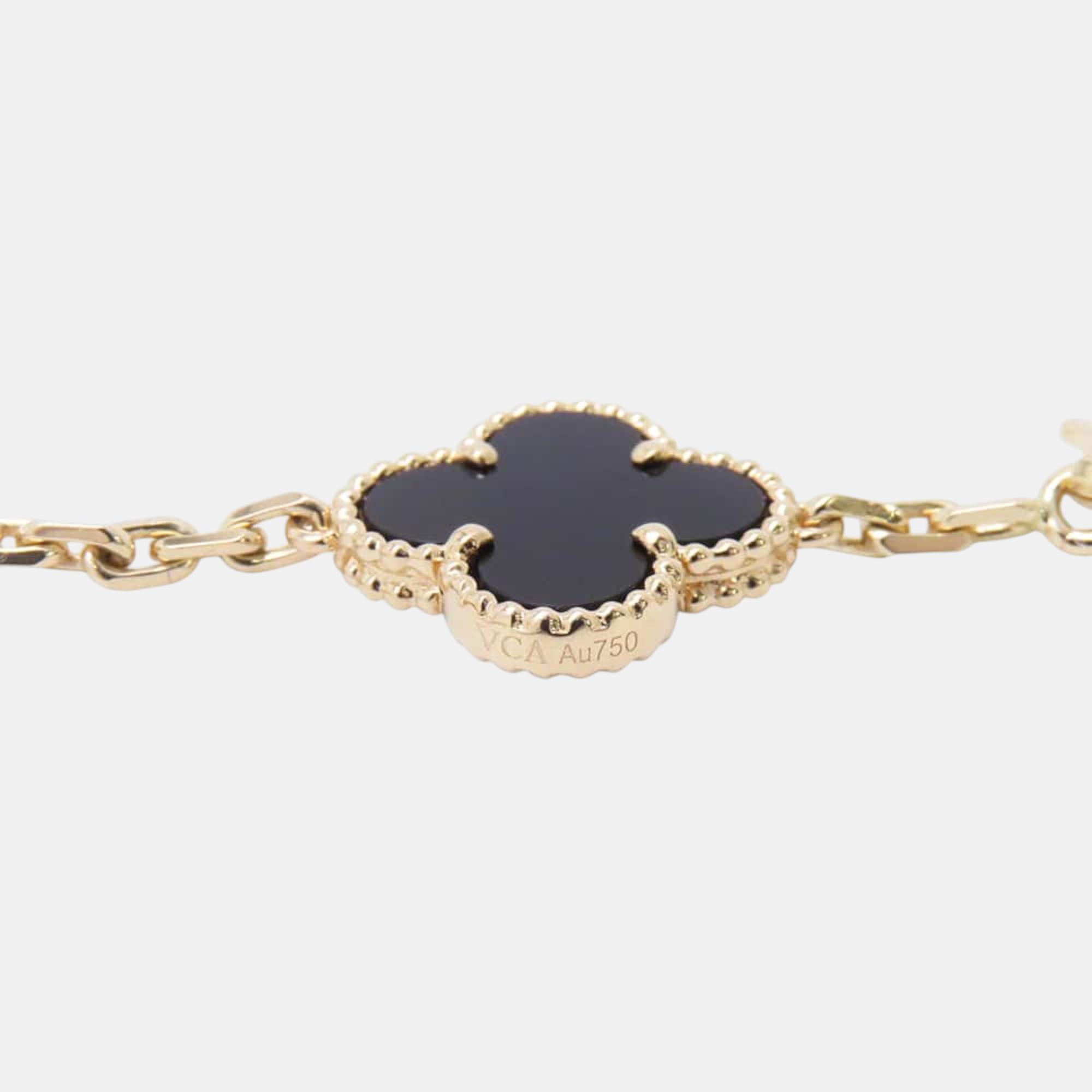 Van Cleef & Arpels 18K Yellow Gold Vintage Alhambra 10 Motif Necklace 