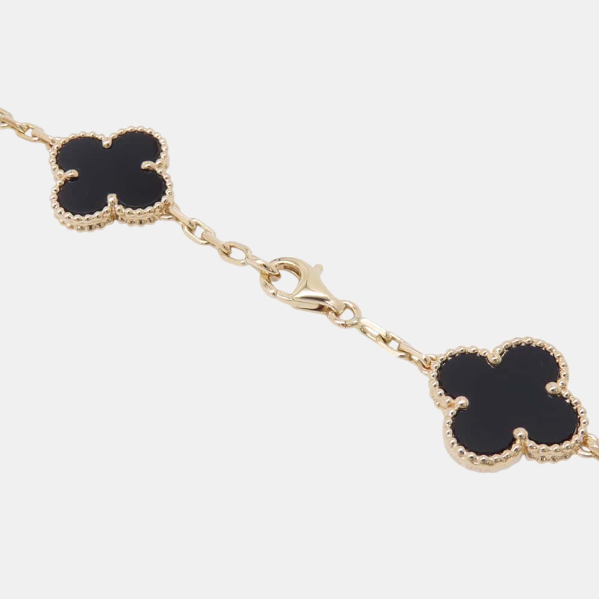 Van Cleef & Arpels 18K Yellow Gold Vintage Alhambra 10 Motif Necklace 
