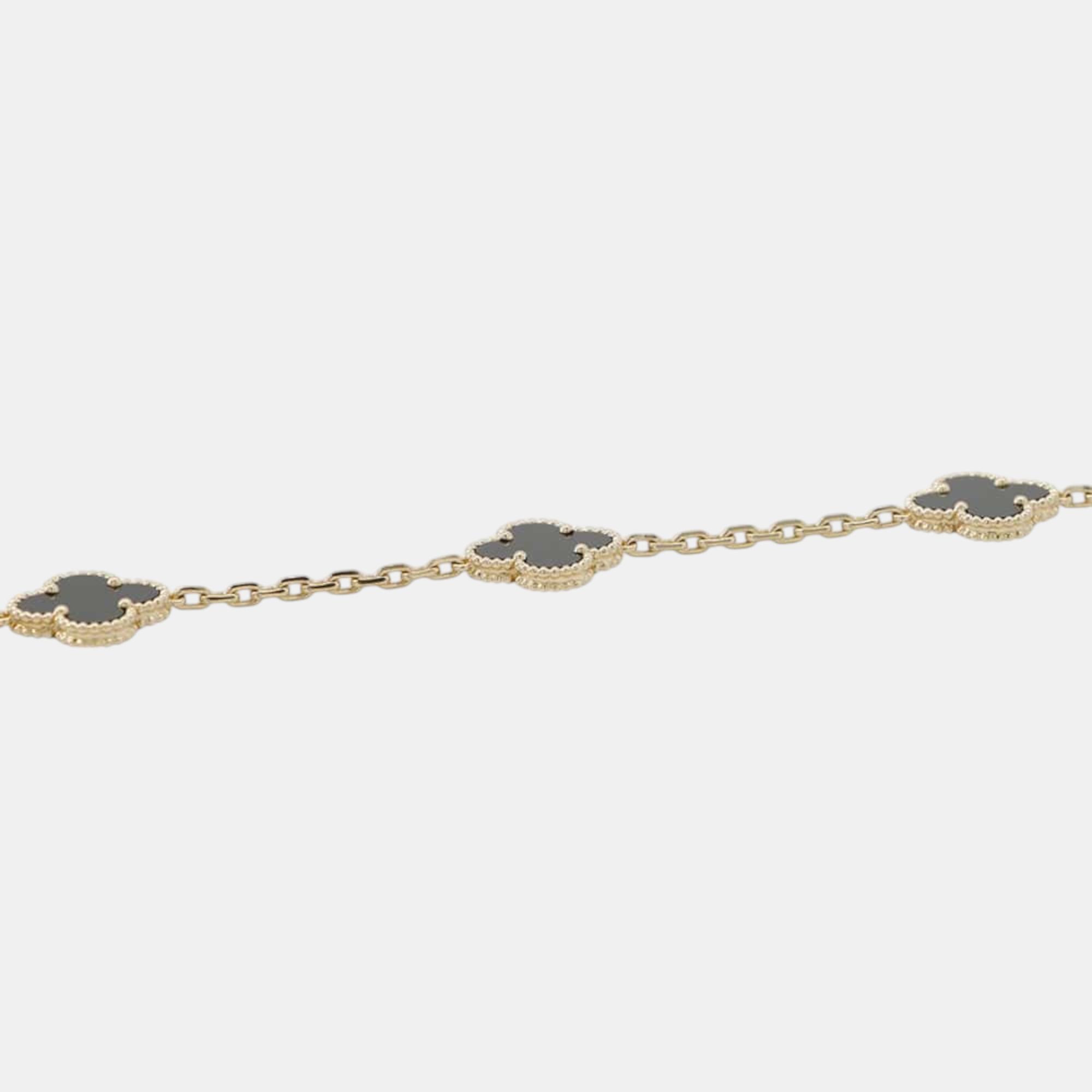 Van Cleef & Arpels 18K Yellow Gold Vintage Alhambra 10 Motif Necklace 