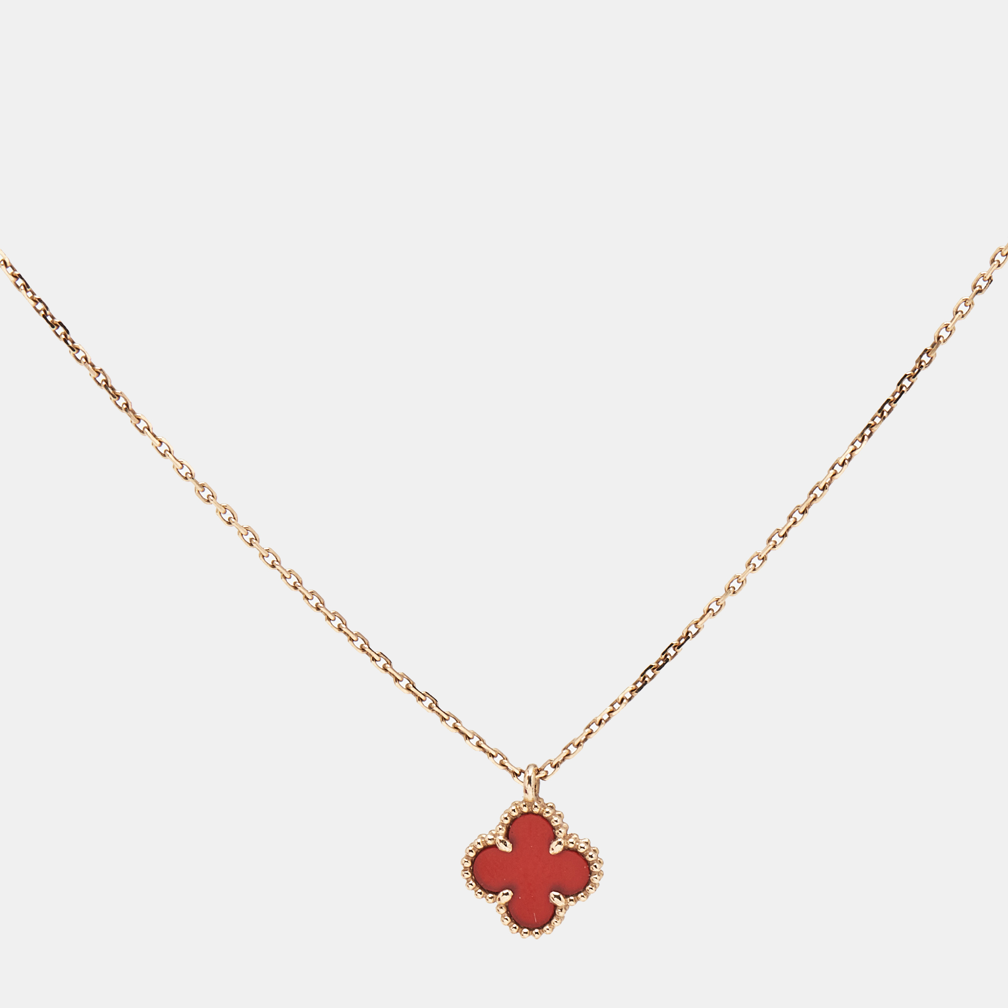 

Van Cleef & Arpels Sweet Alhambra Carnelian 18k Rose Gold Necklace