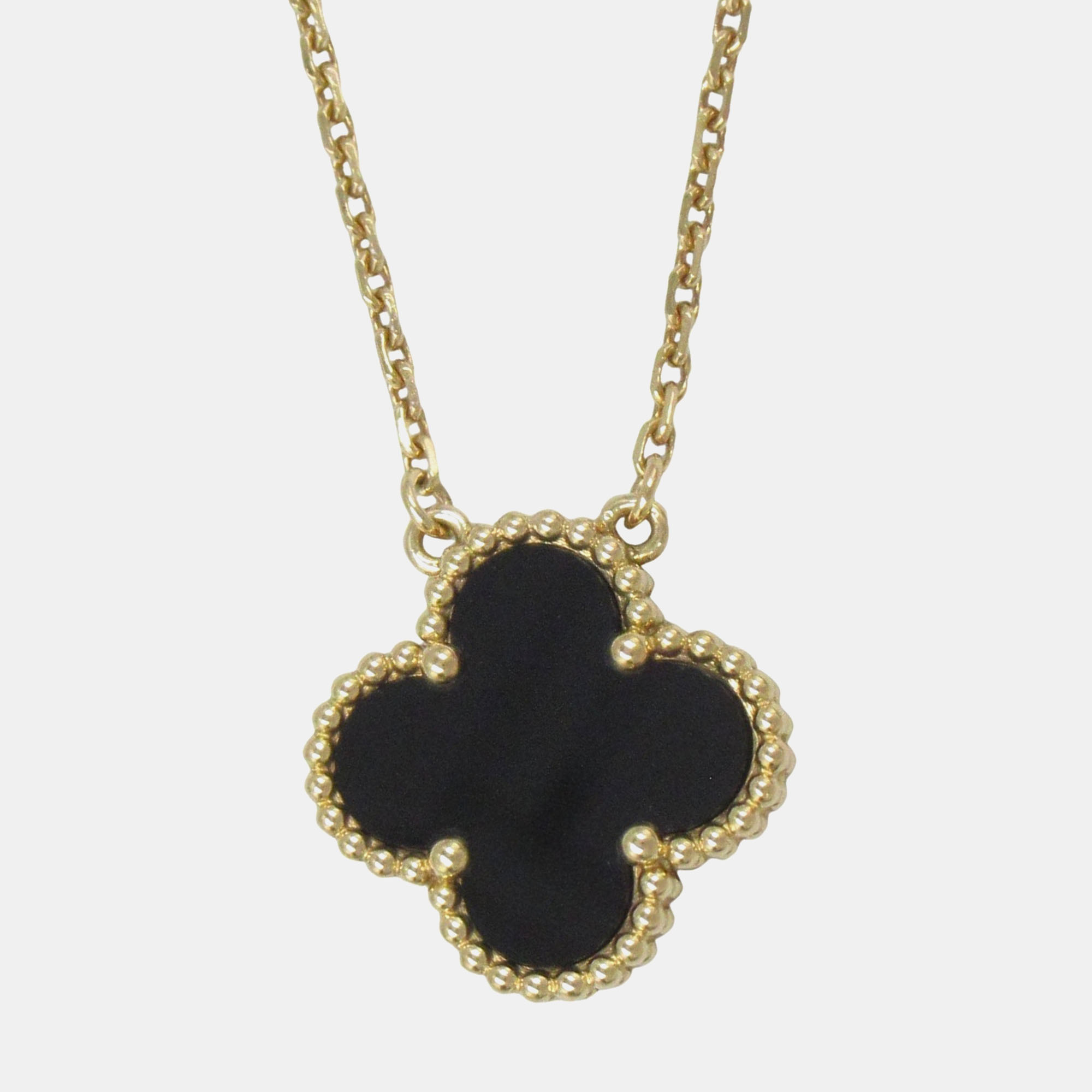 

Van Cleef & Arpels Vintage Alhambra 18K Yellow Gold Onyx Necklace