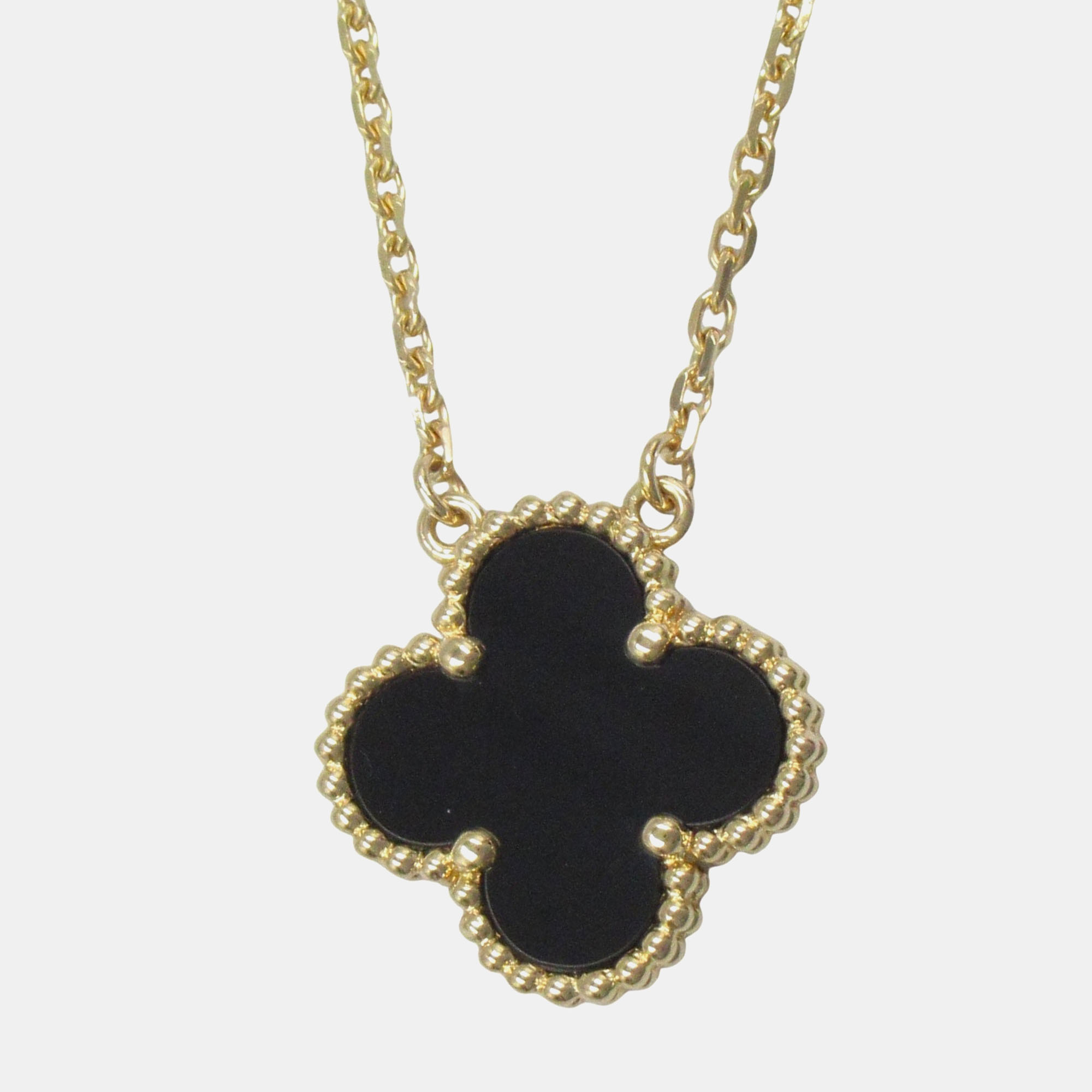 

Van Cleef & Arpels Vintage Alhambra 18K Yellow Gold Onyx Necklace