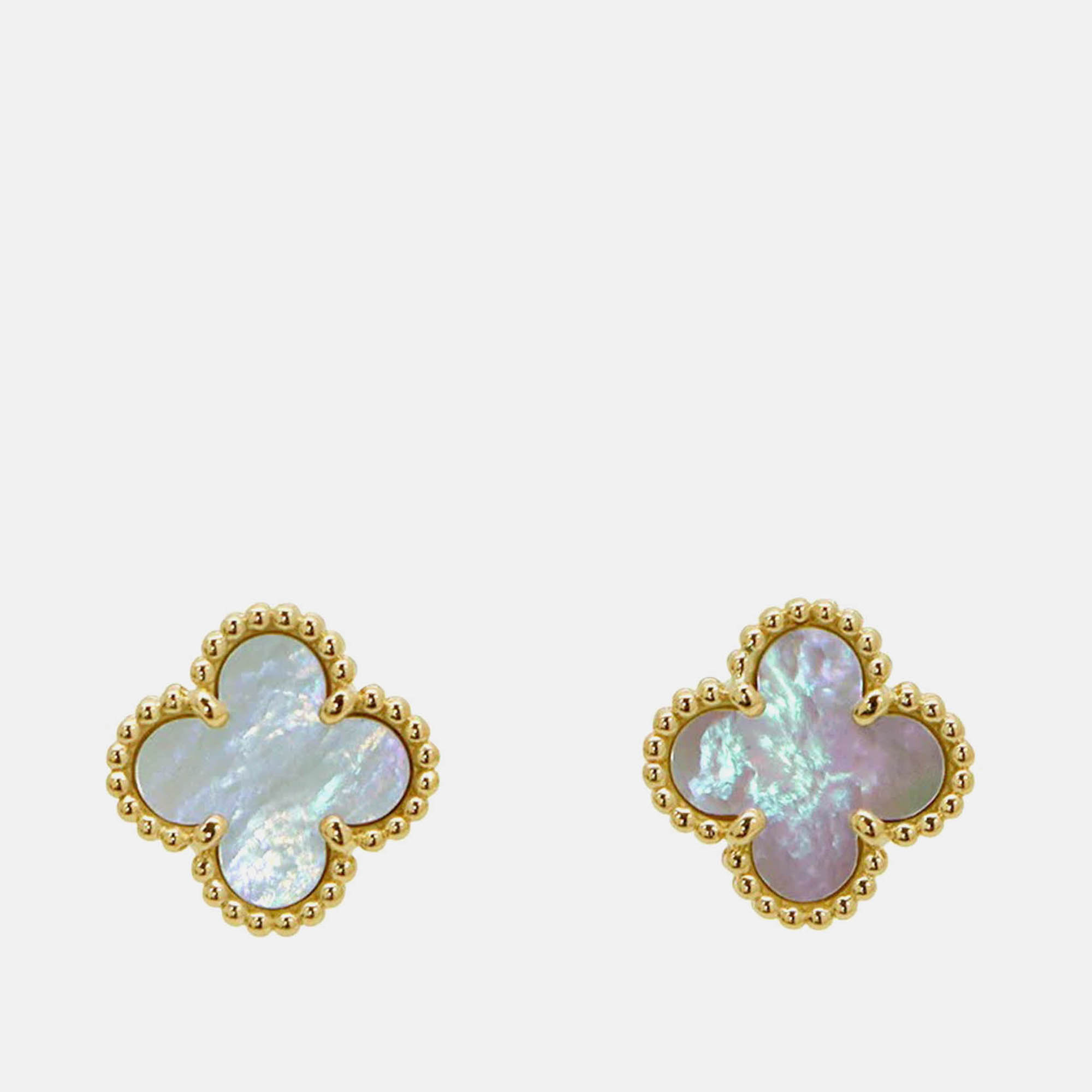

Van Cleef & Arpels Vintage Alhambra 18K Yellow Gold Mother of Pearl Earrings