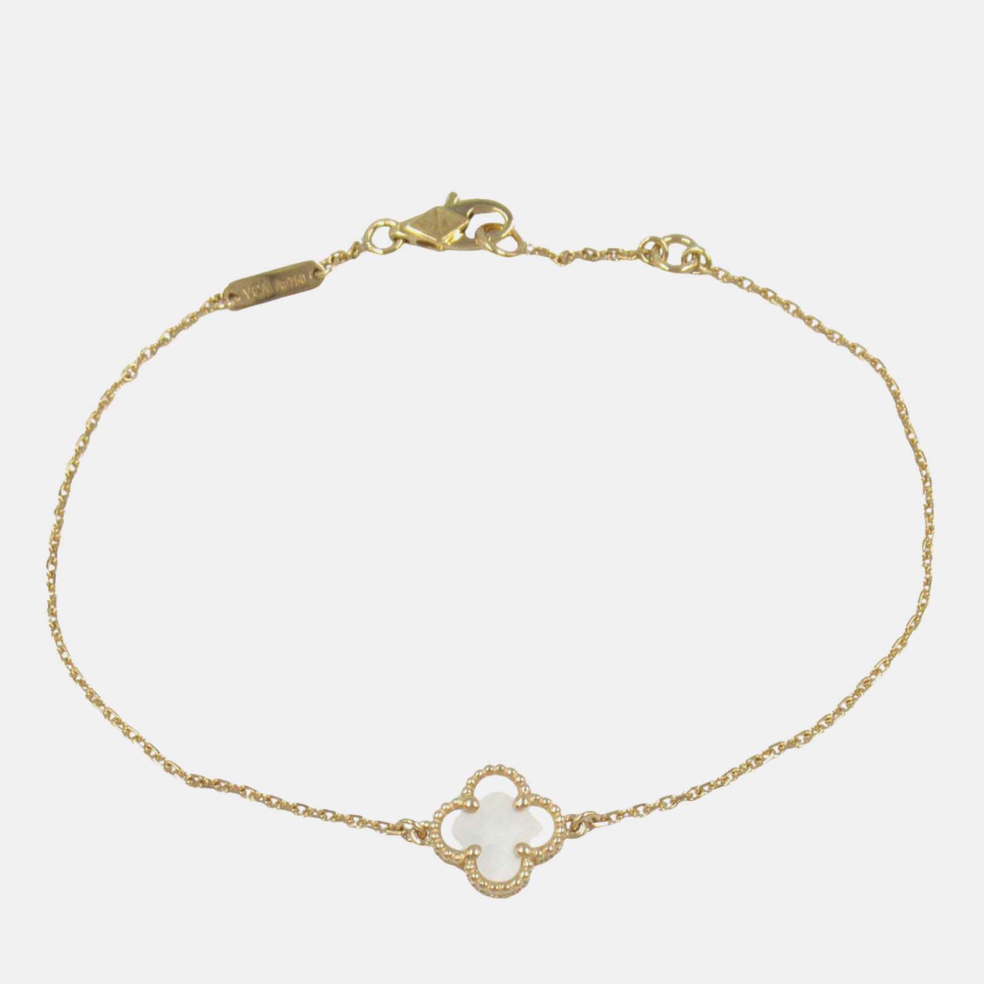 

18K Yellow Gold and Mother of Pearl Sweet Alhambra Bracelet