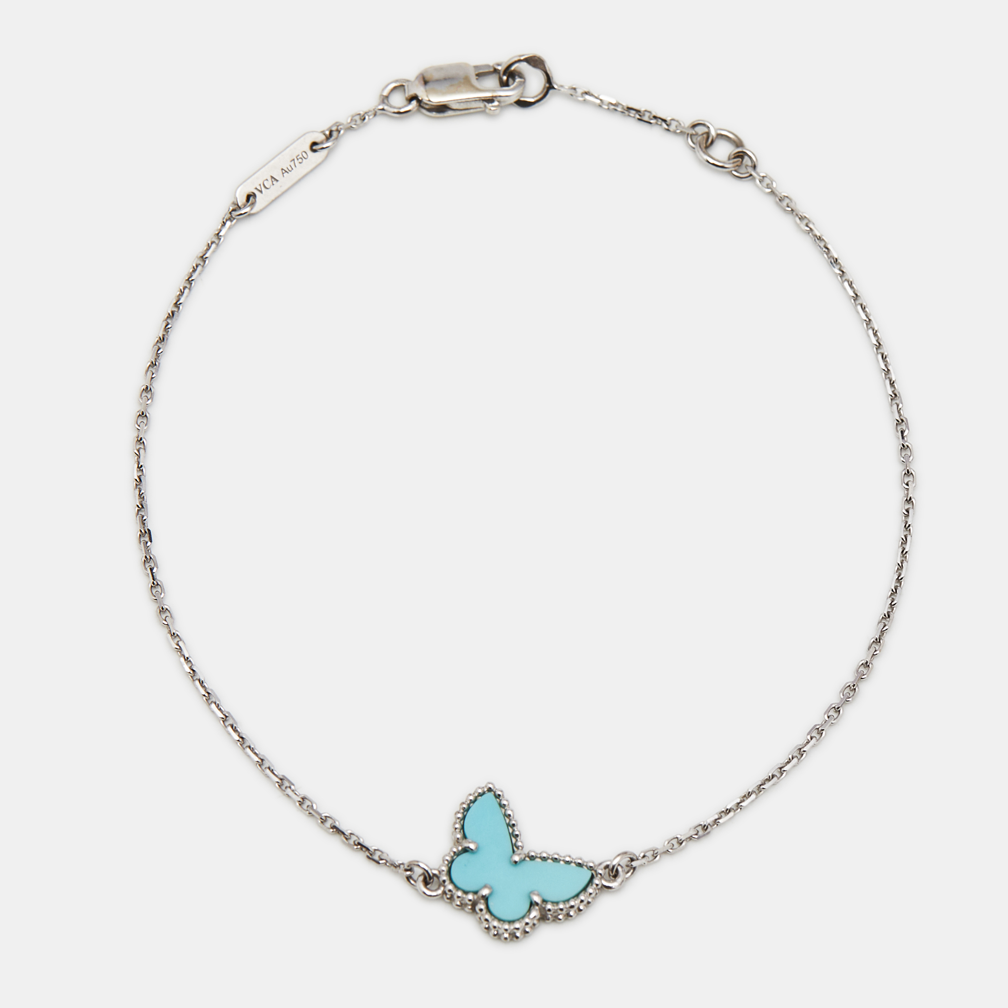 

Van Cleef & Arpels Butterfly Sweet Alhambra Turquoise 18k White Gold Bracelet