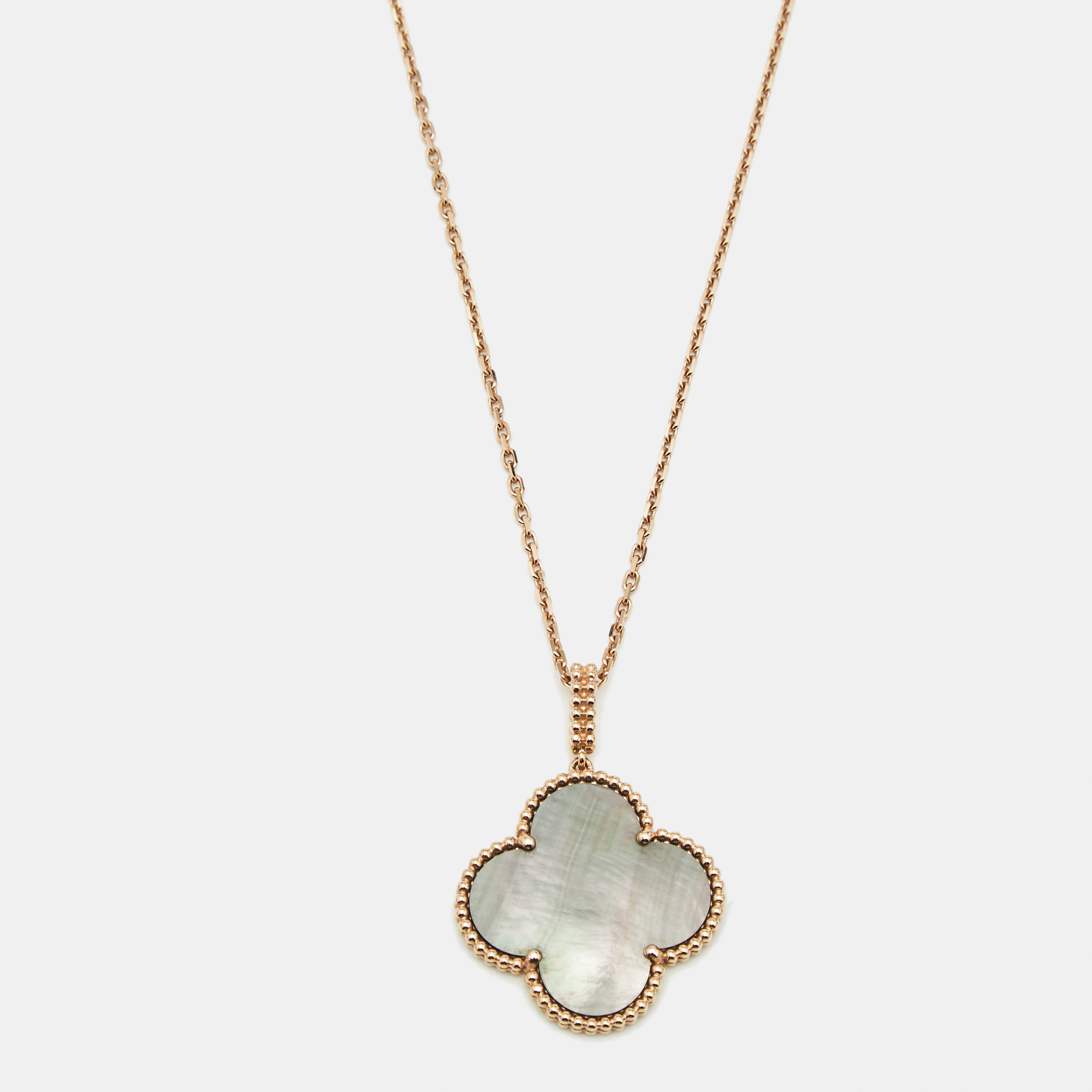 

Van Cleef & Arpels Magic Alhambra Grey Mother of Pearl 18k Rose Gold Necklace