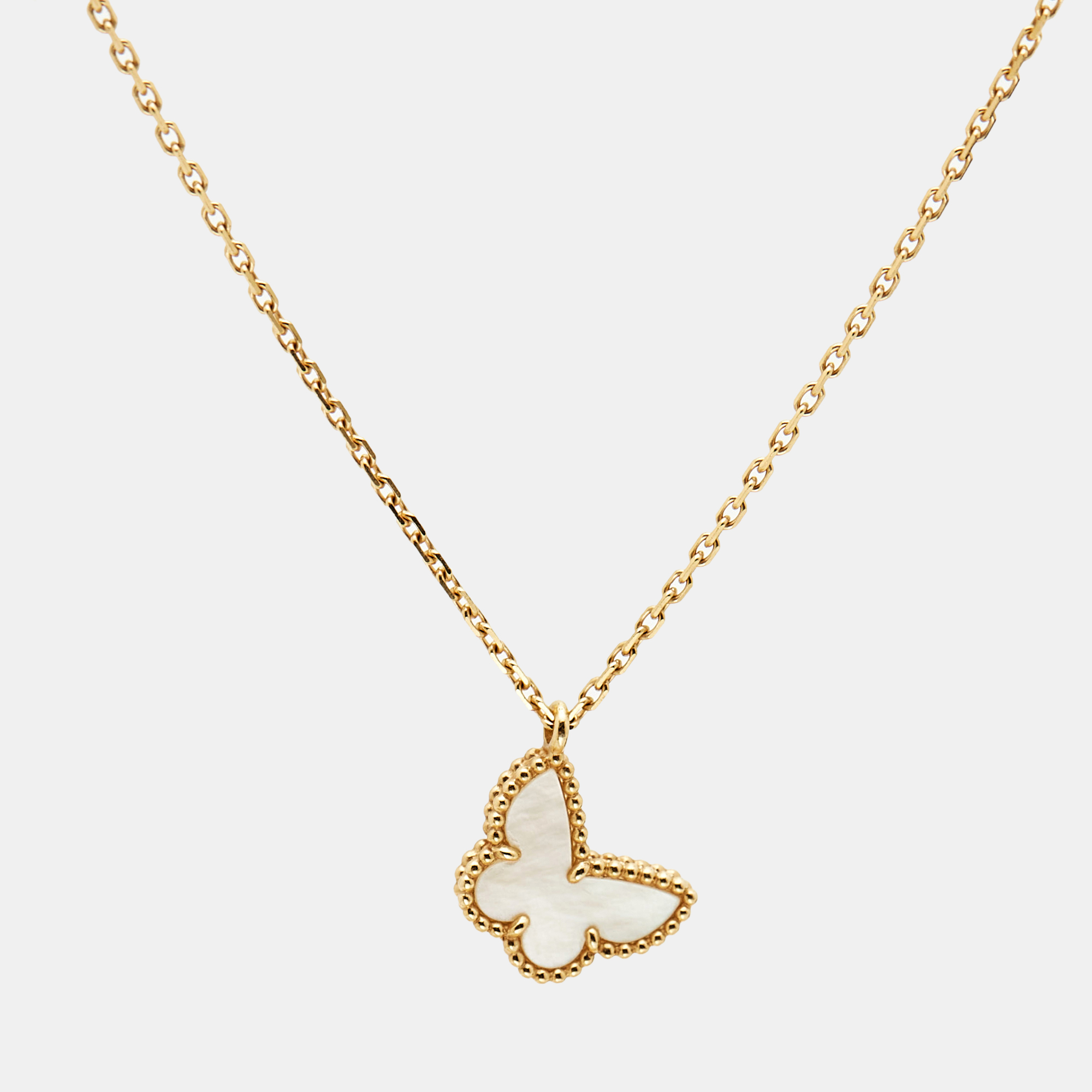 

Van Cleef & Arpels Butterfly Sweet Alhambra Mother of Pearl 18k Yellow Gold Necklace