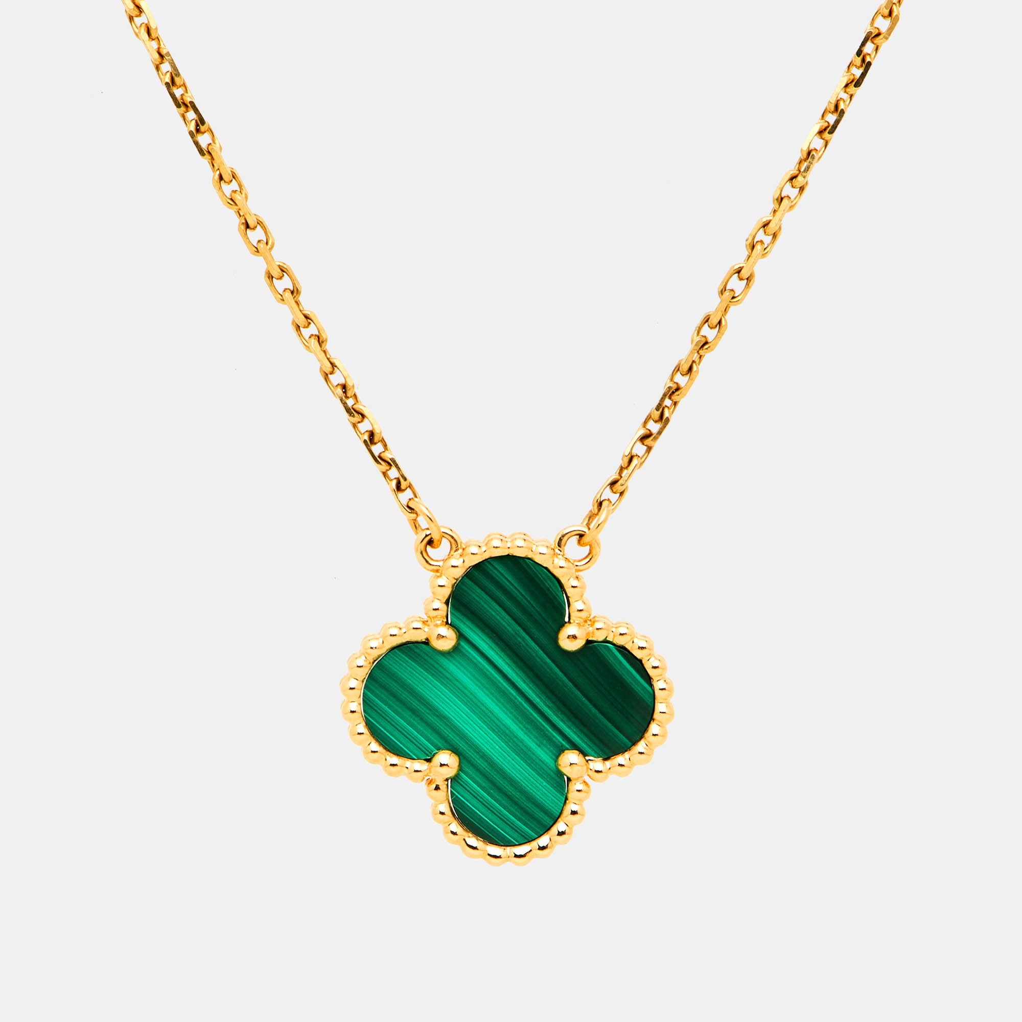 

Van Cleef & Arpels Vintage Alhambra Malachite 18k Yellow Gold Necklace