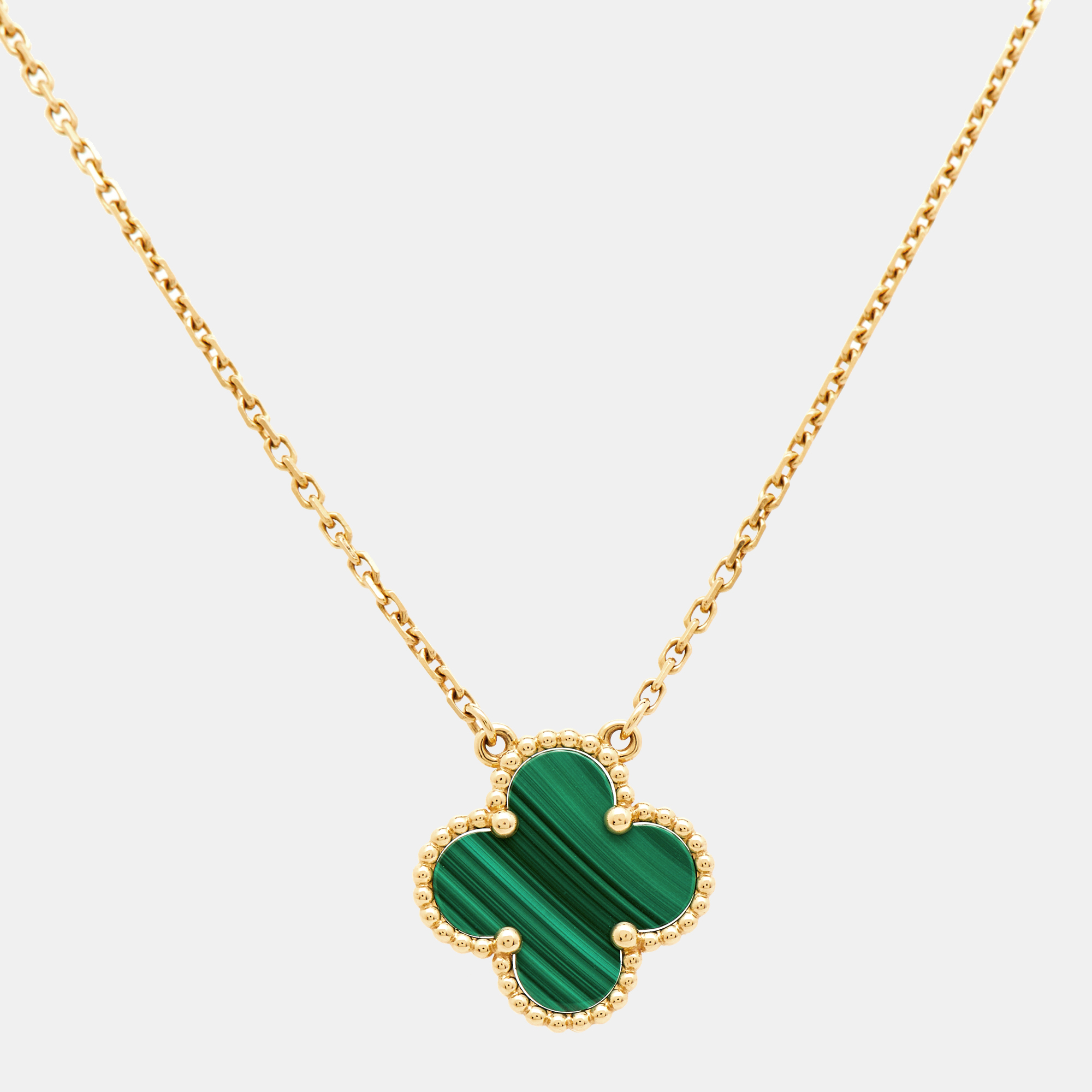 

Van Cleef & Arpels Vintage Alhambra Malachite 18k Yellow Gold Necklace