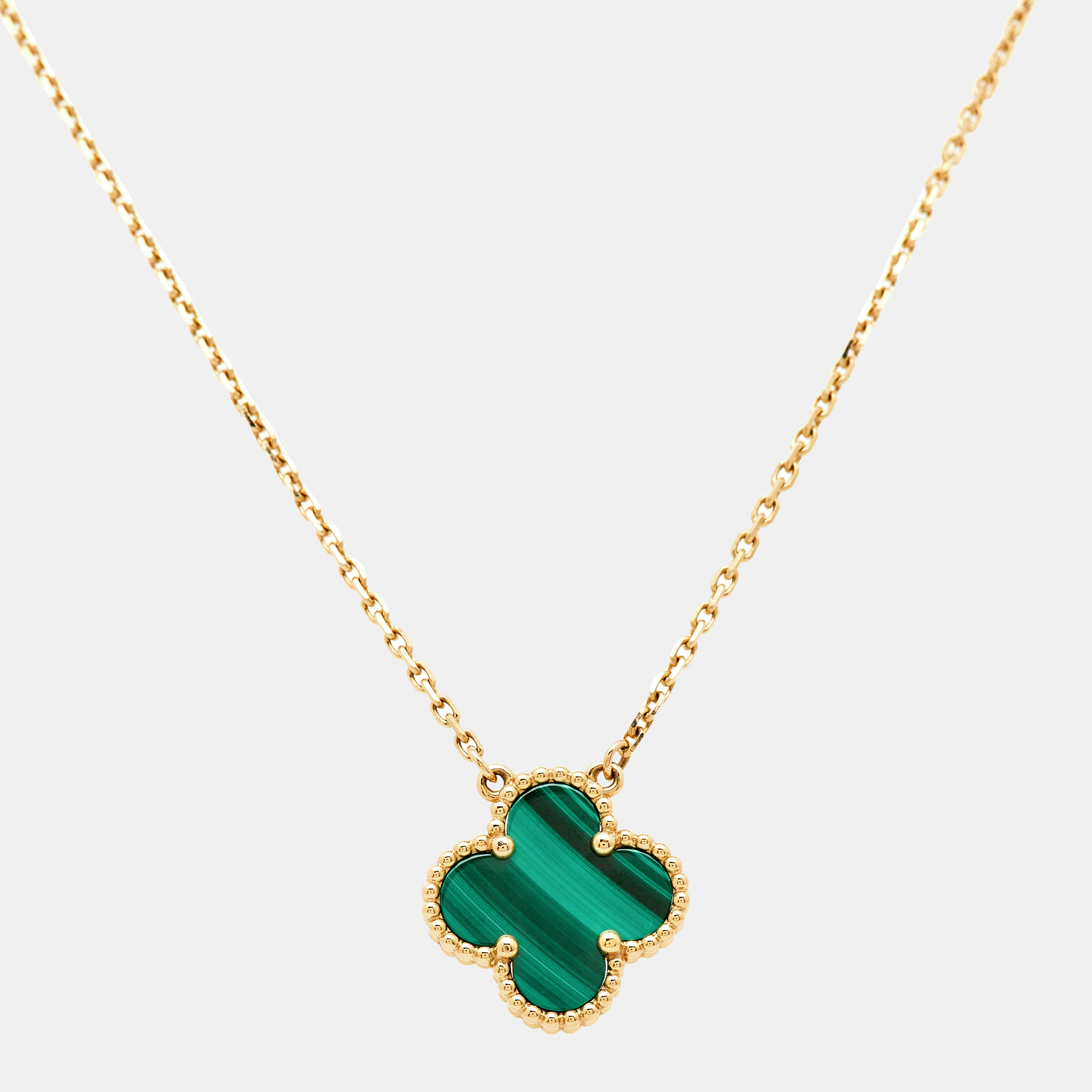 

Van Cleef & Arpels Vintage Alhambra Malachite 18k Yellow Gold Necklace