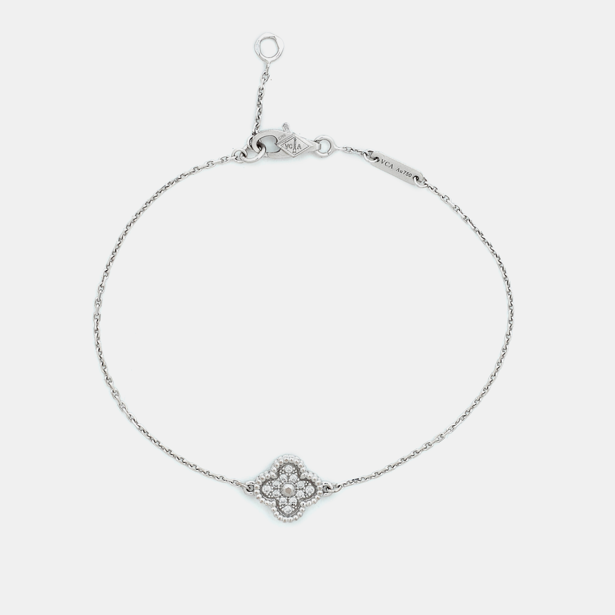 Pre-owned Van Cleef & Arpels Sweet Alhambra Diamonds 18k White Gold Bracelet