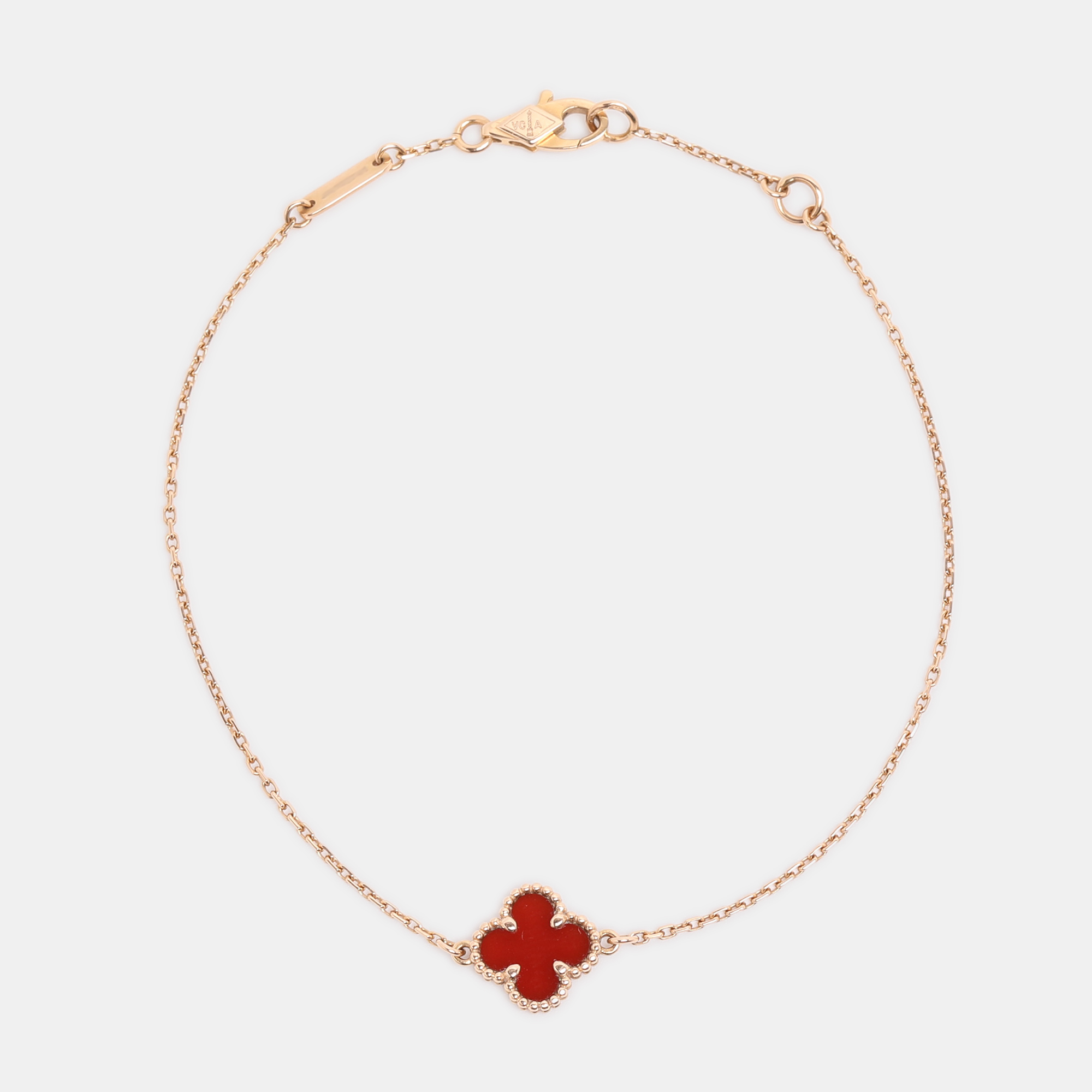 Pre-owned Van Cleef & Arpels Sweet Alhambra Carnelian 18k Rose Gold Bracelet