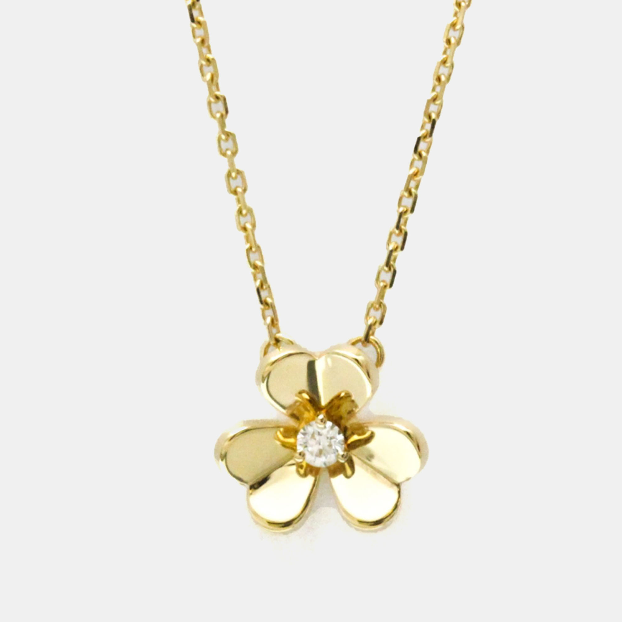 Pre-owned Van Cleef & Arpels Frivole Mini 18k Yellow Gold Diamond Necklace