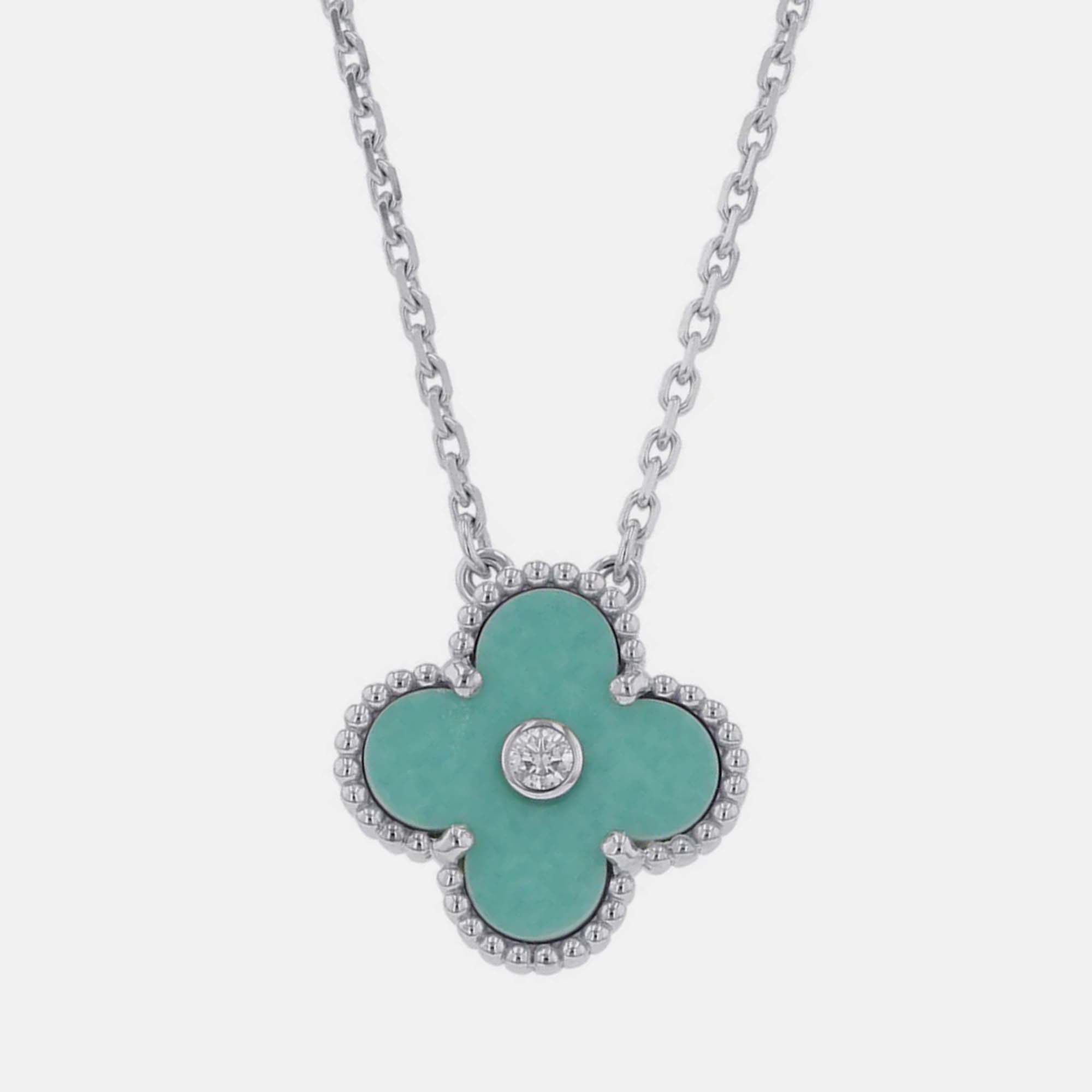 

Van Cleef & Arpels Limited Edition Vintage Alhambra 18K White Gold Diamond Necklace