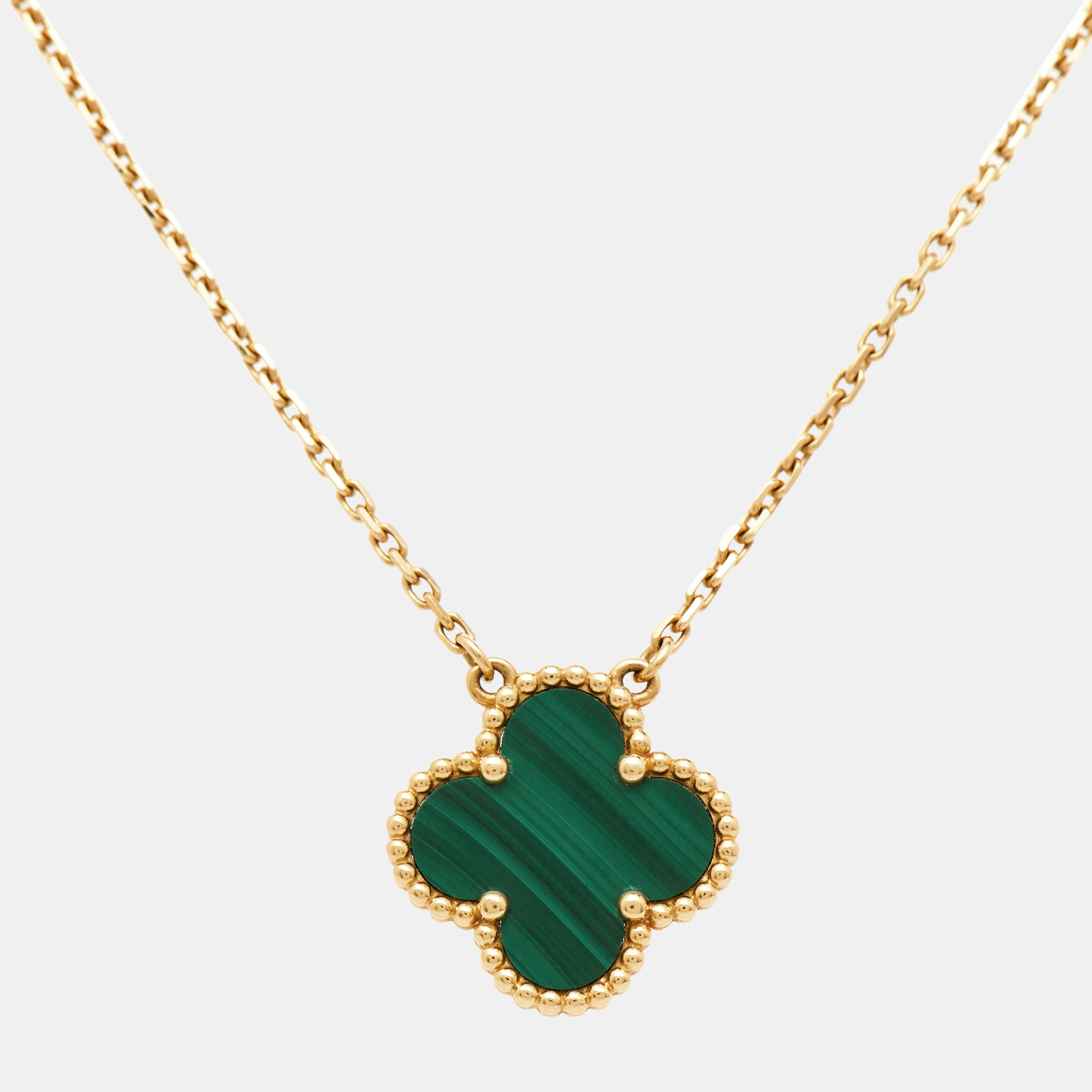 

Van Cleef & Arpels Vintage Alhambra Malachite 18k Yellow Gold Necklace