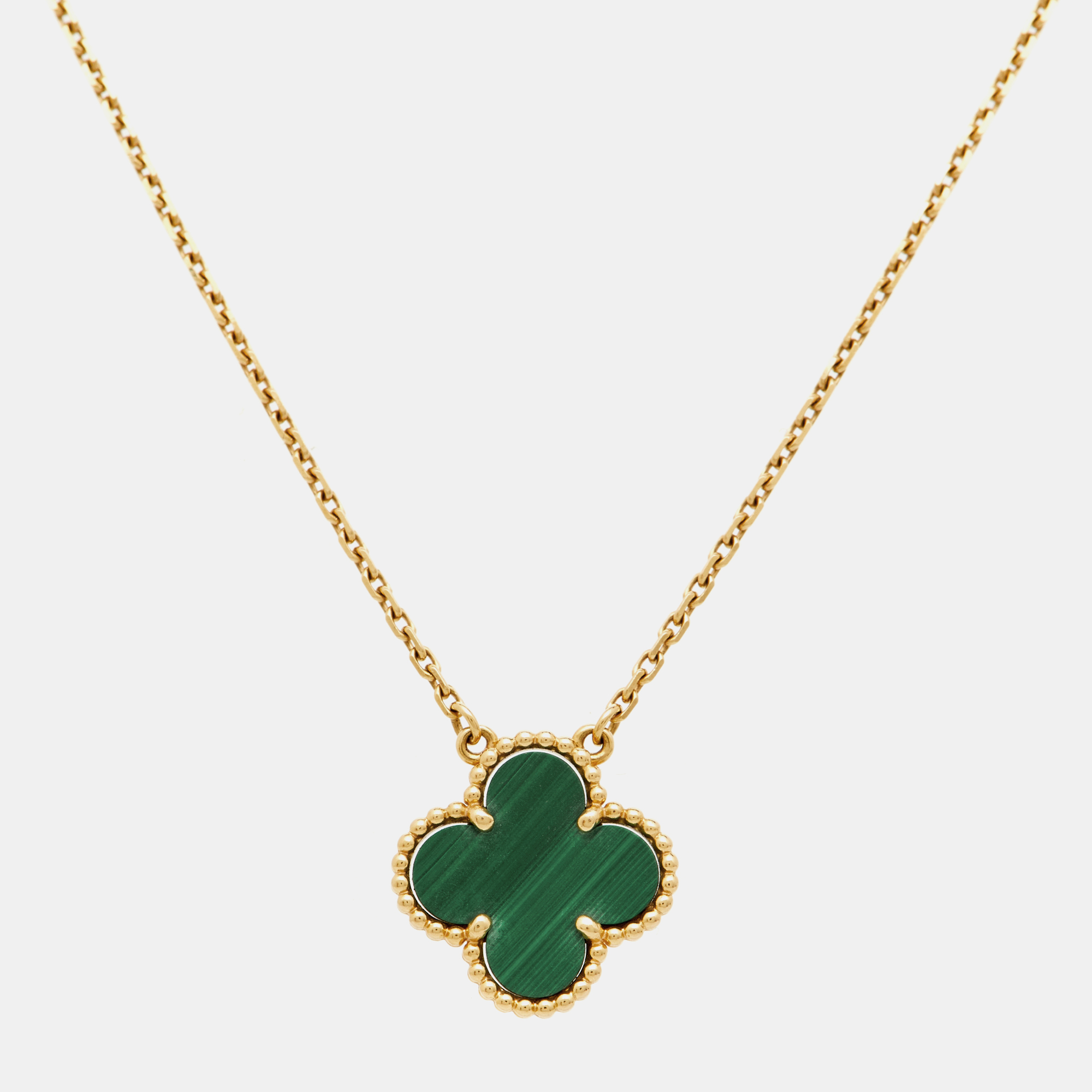 

Van Cleef & Arpels Vintage Alhambra Malachite 18k Yellow Gold Necklace