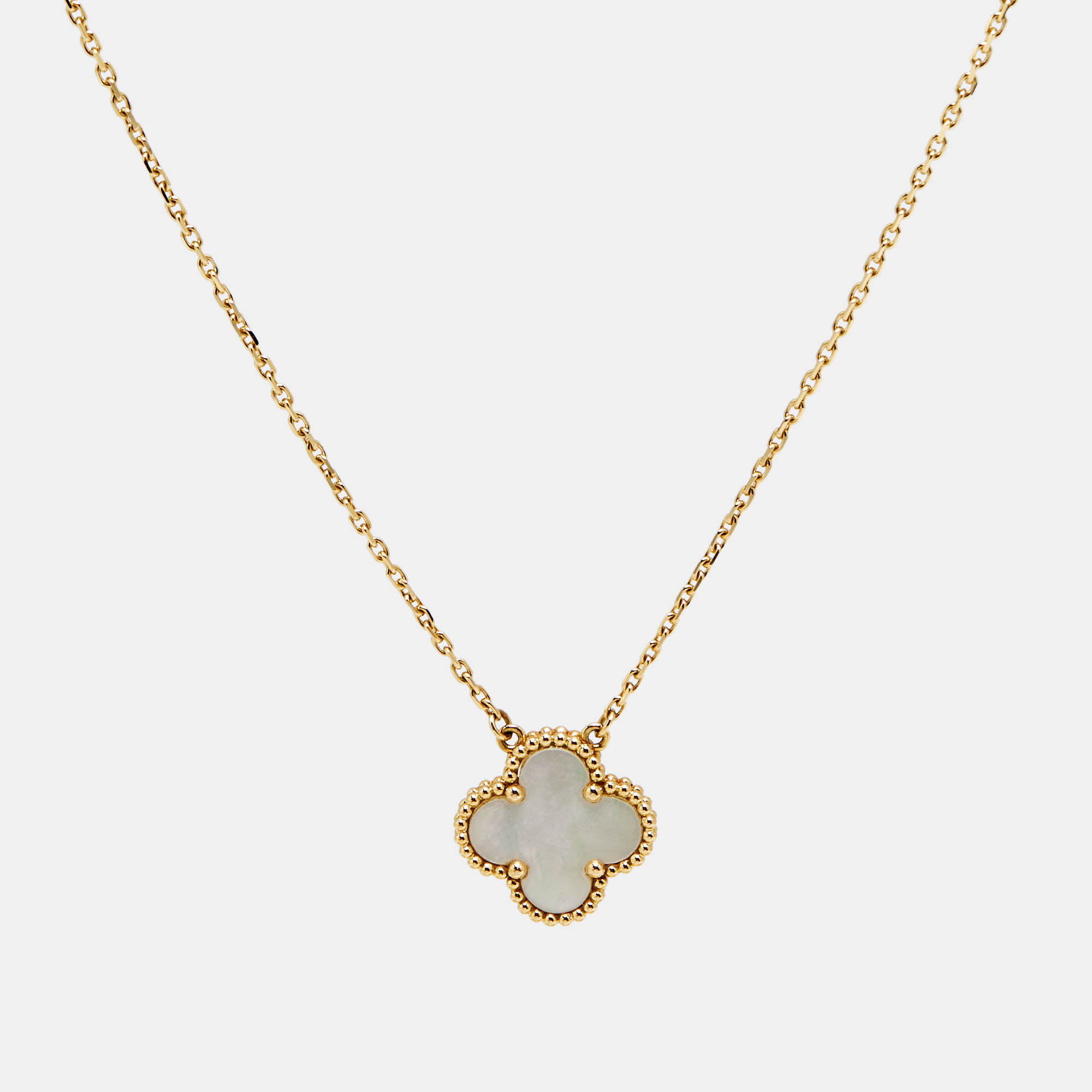 

Van Cleef & Arpels Vintage Alhambra Mother of Pearl 18k Yellow Gold Necklace