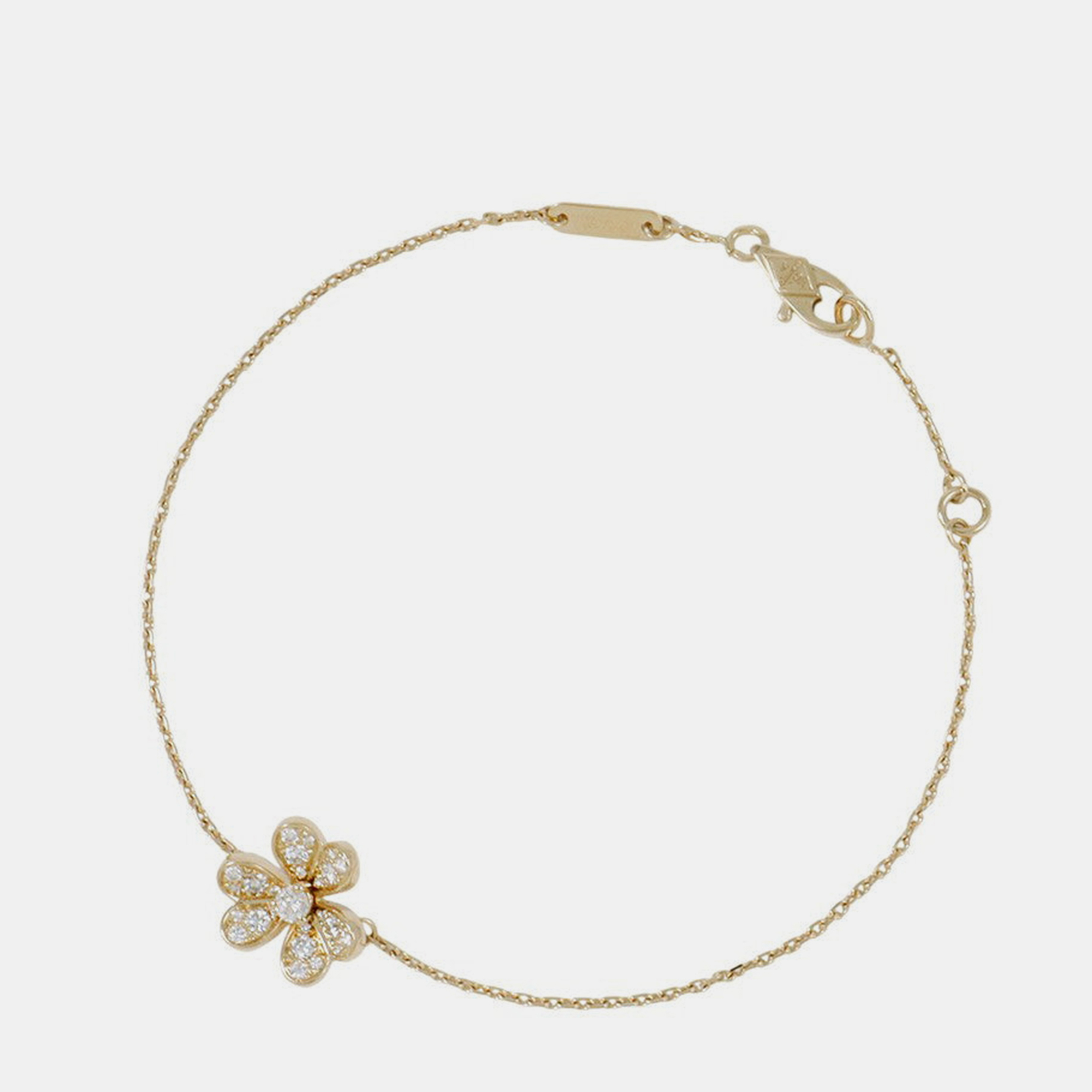 Pre-owned Van Cleef & Arpels Frivole Mini 18k Yellow Gold And Diamond Chain Bracelet