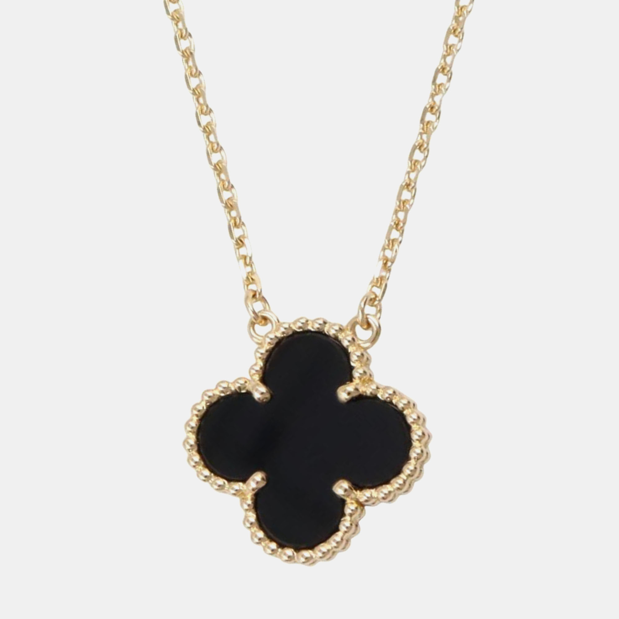 

Van Cleef & Arpels Vintage Alhambra Onyx 18K Yellow Gold Necklace