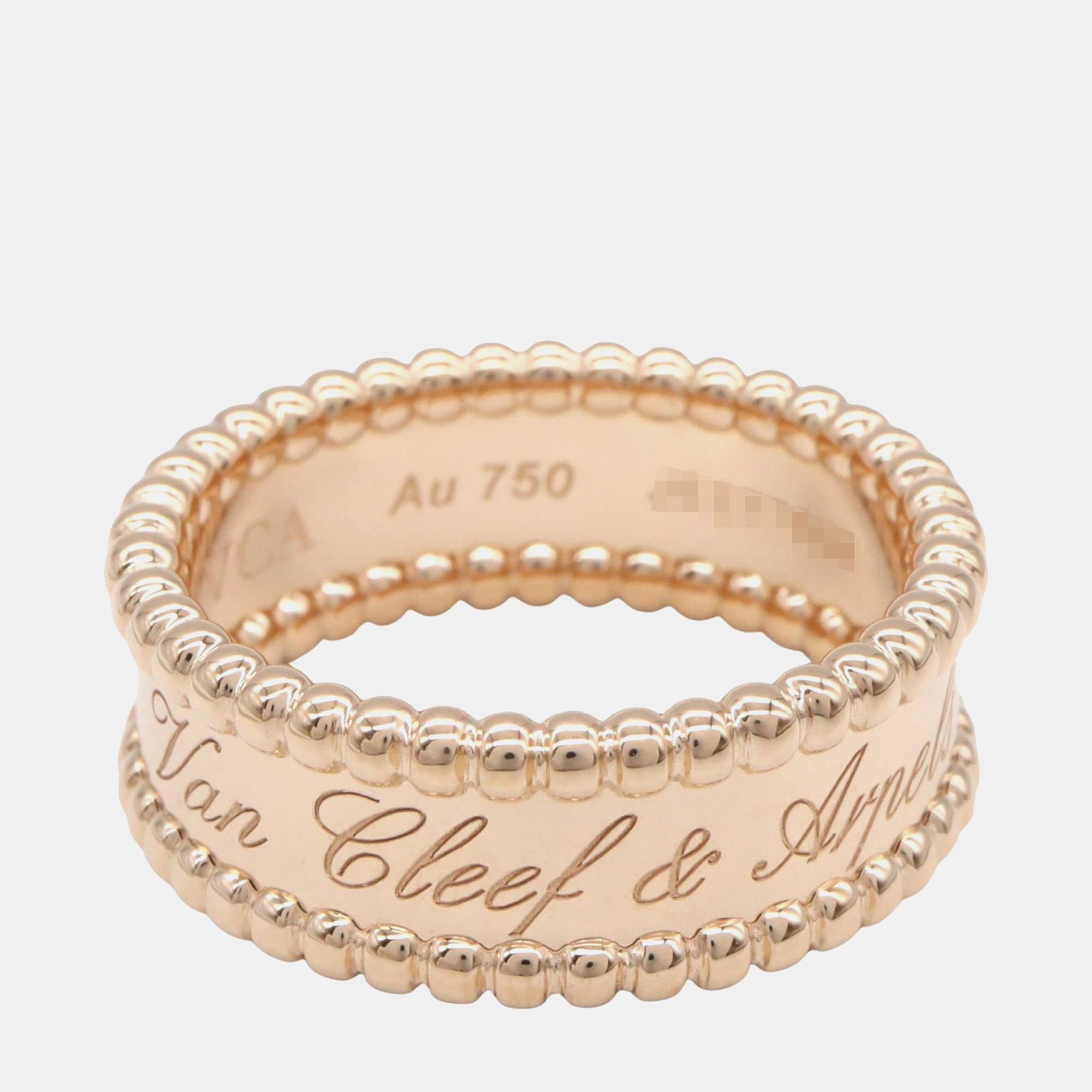Pre-owned Van Cleef & Arpels Perlee 18k Rose Gold Band Ring Eu 57