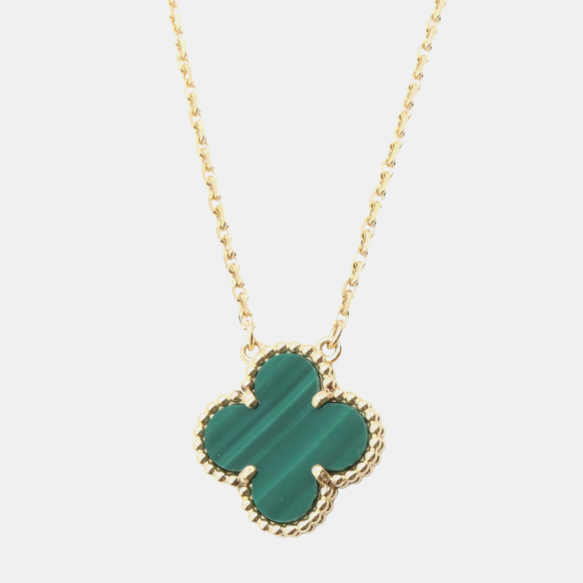 

Van Cleef & Arpels Vintage Alhambra Malachite 18K Yellow Gold Necklace