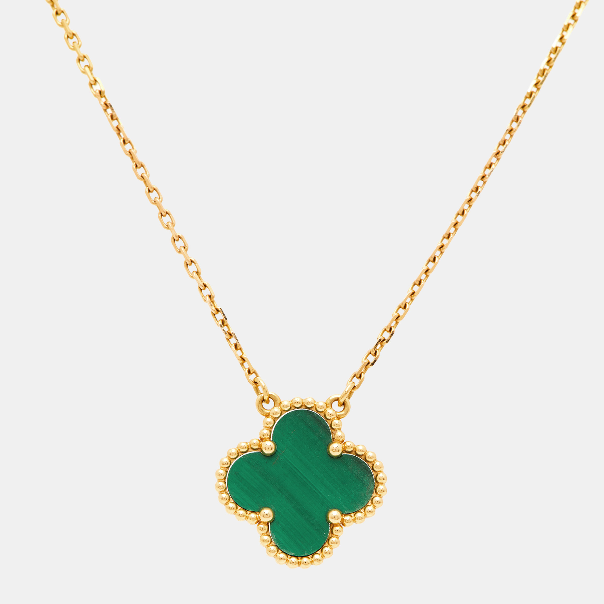 Click to view more detailed imagery on our partner's website Pre-owned Van Cleef & Arpels Vintage Alhambra Malachite 18k Yellow Gold Necklace