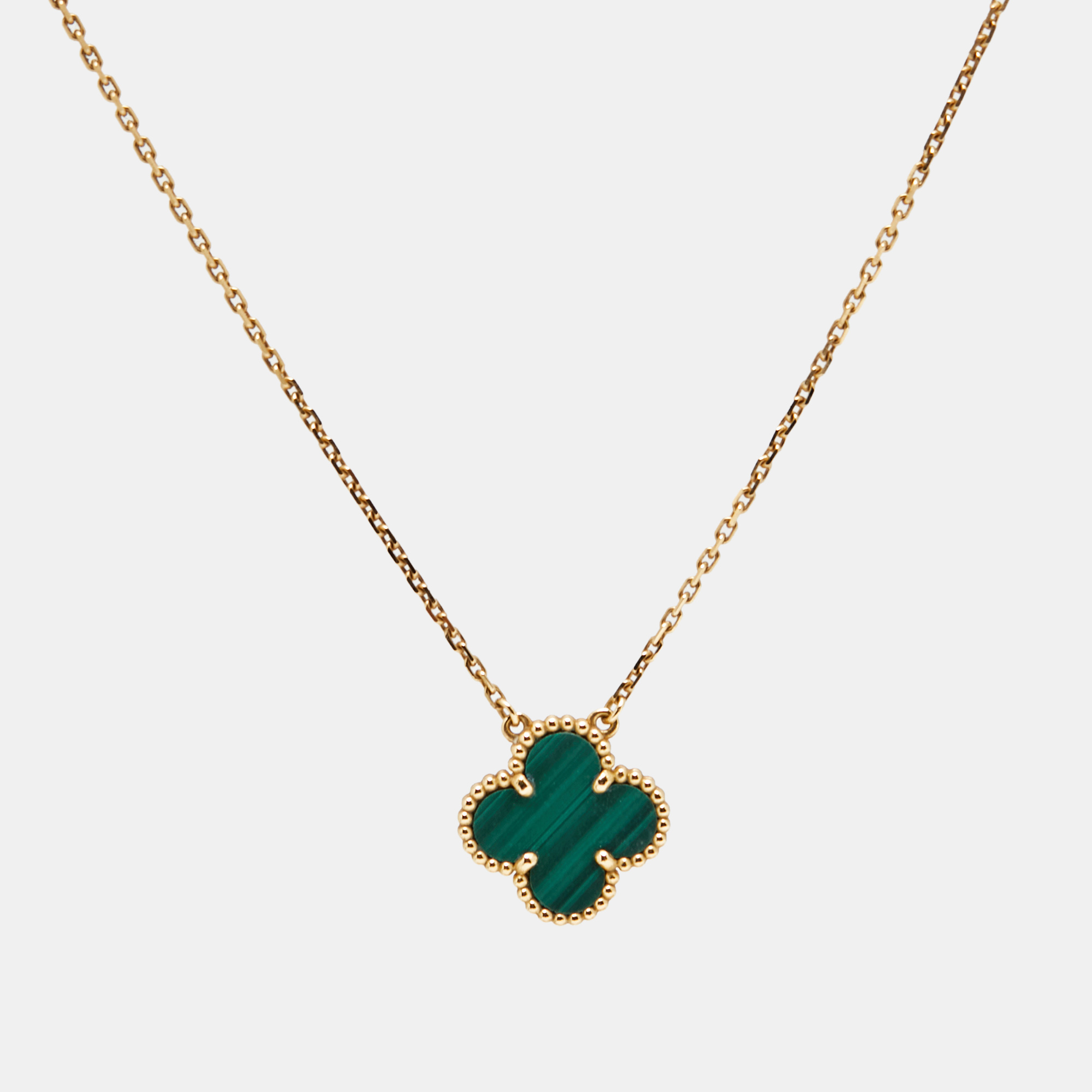 

Van Cleef & Arpels Vintage Alhambra Malachite 18k Yellow Gold Necklace