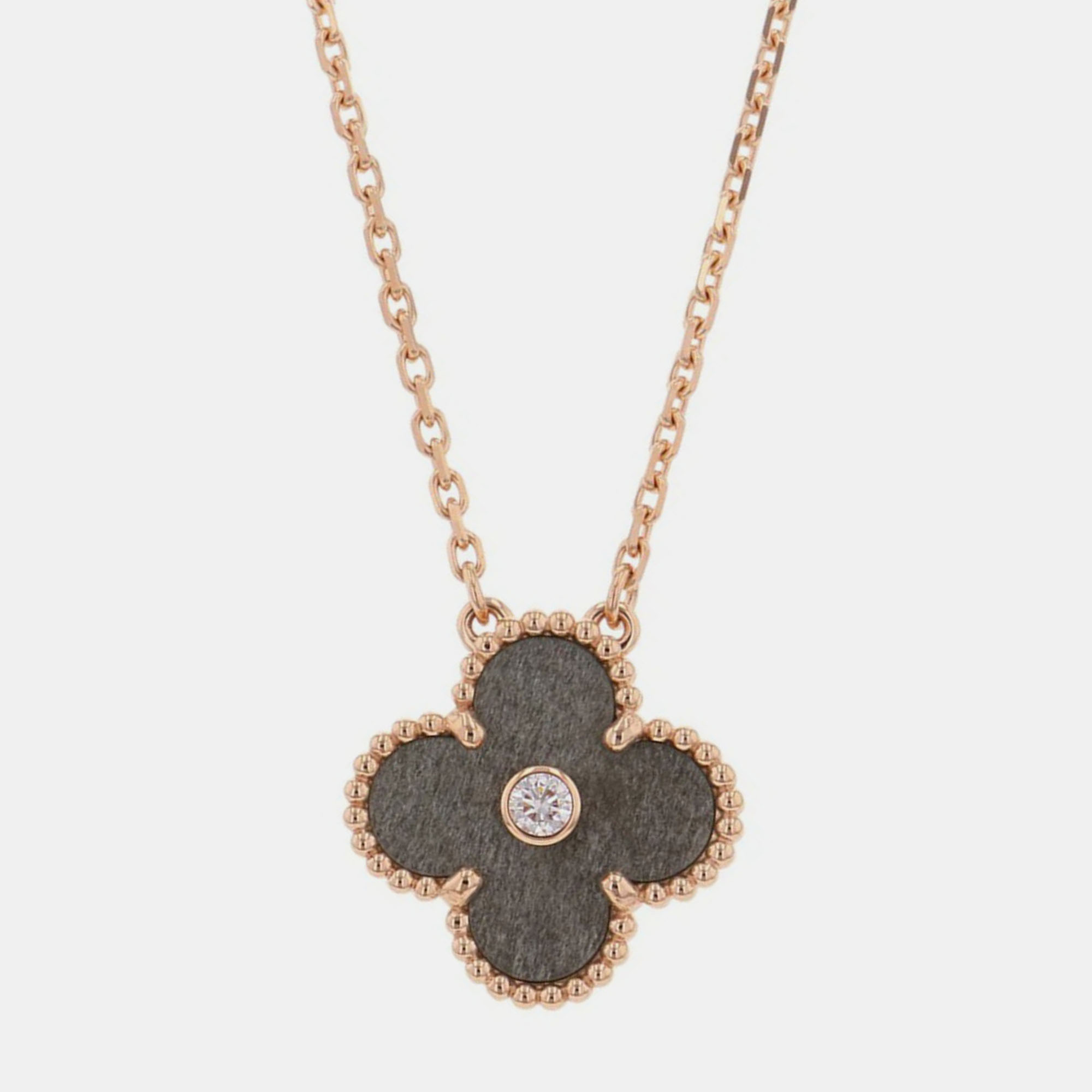 

Van Cleef & Arpels Vintage Alhambra Holiday Collection 18K Rose Gold and Diamond Pendant Necklace