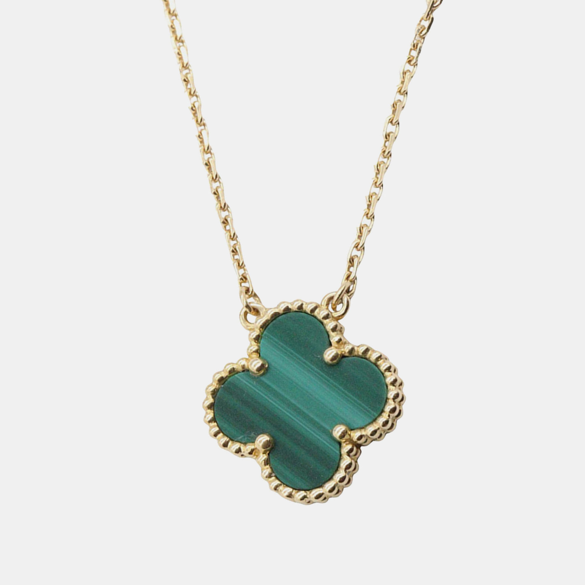 

Van Cleef & Arpels 18K Yellow Gold and Malachite Vintage Alhambra Necklace