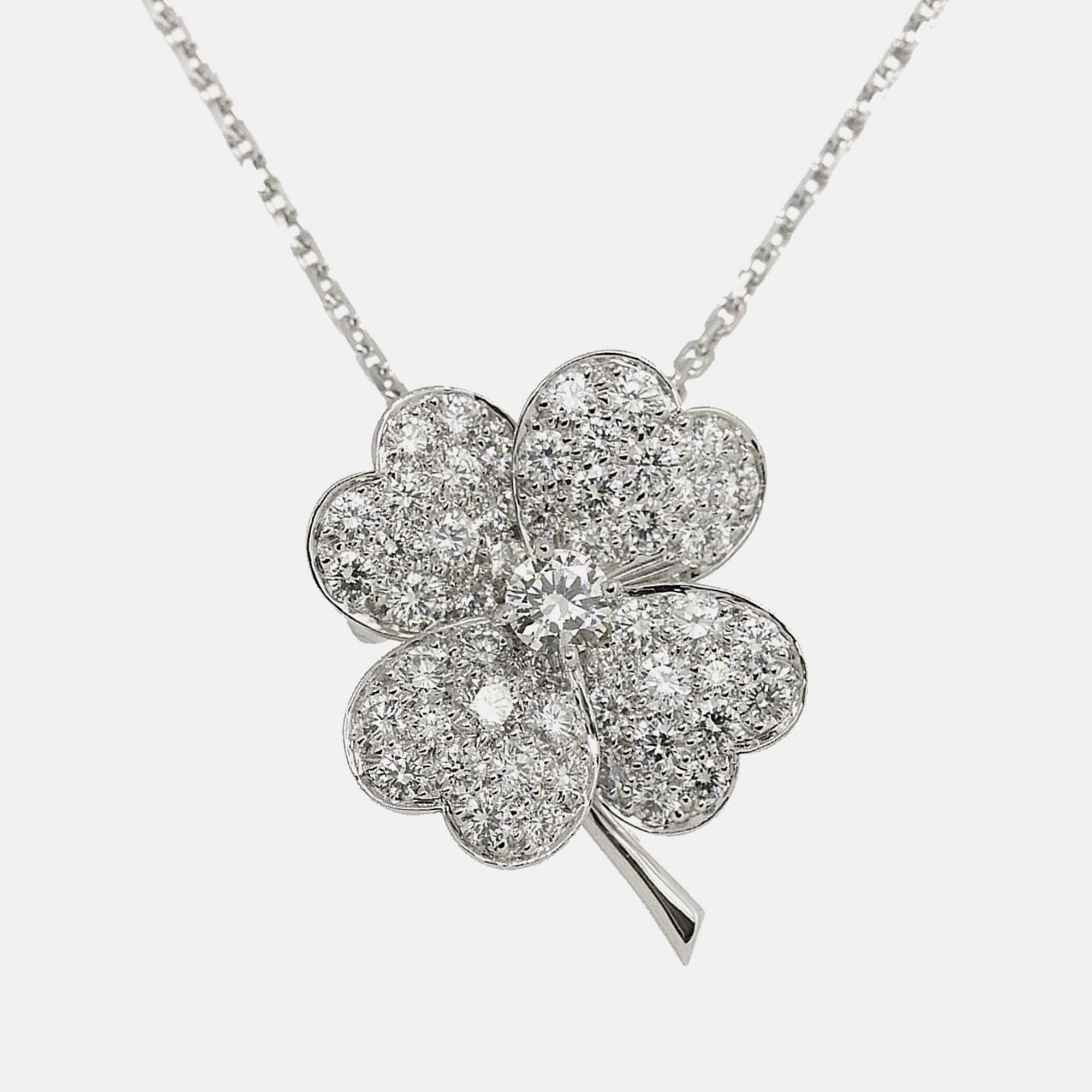 

Van Cleef & Arpels Cosmos 18K White Gold Diamond Brooch Necklace