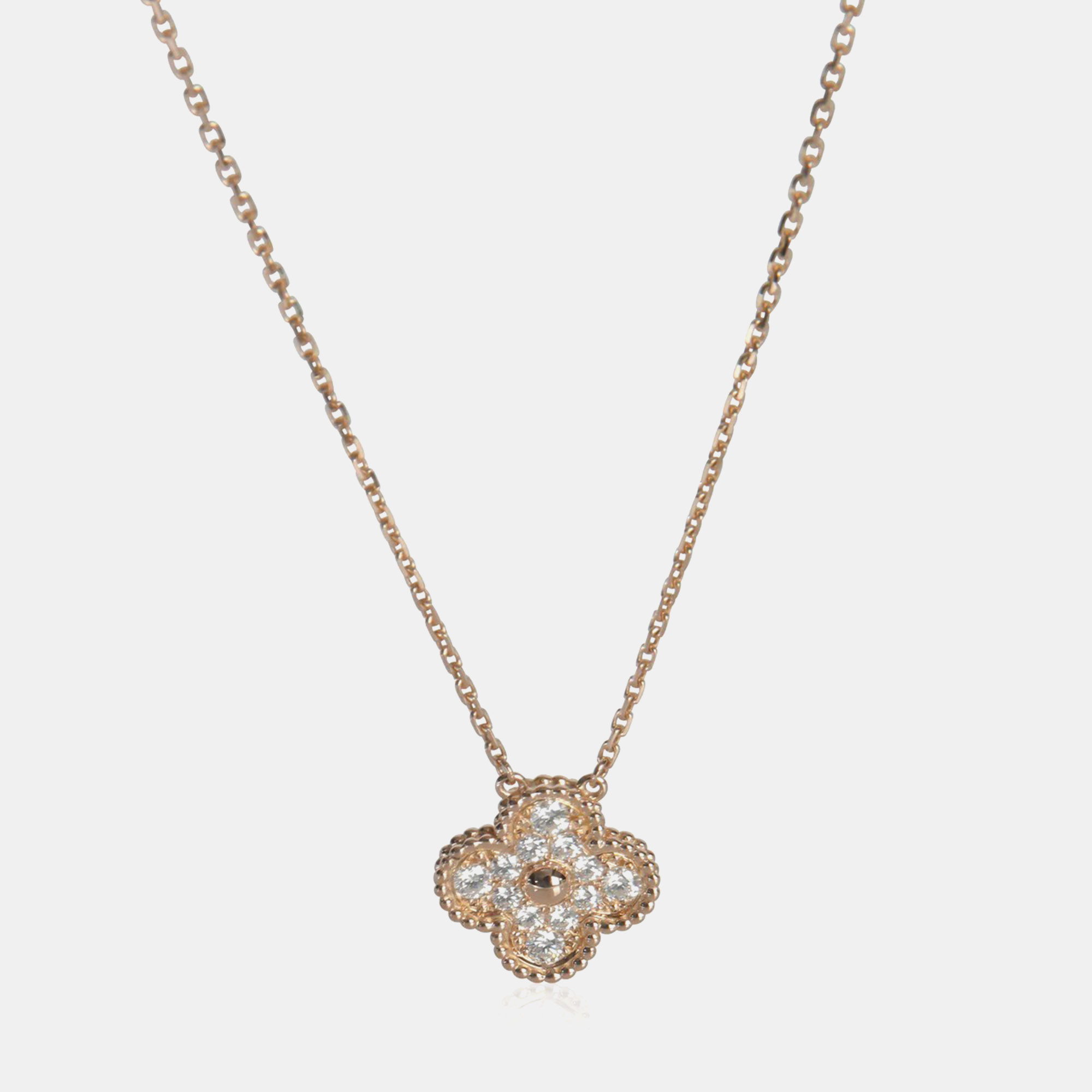 

Van Cleef & Arpels Vintage Alhambra 18K Rose Gold and Diamond Pendant Necklace
