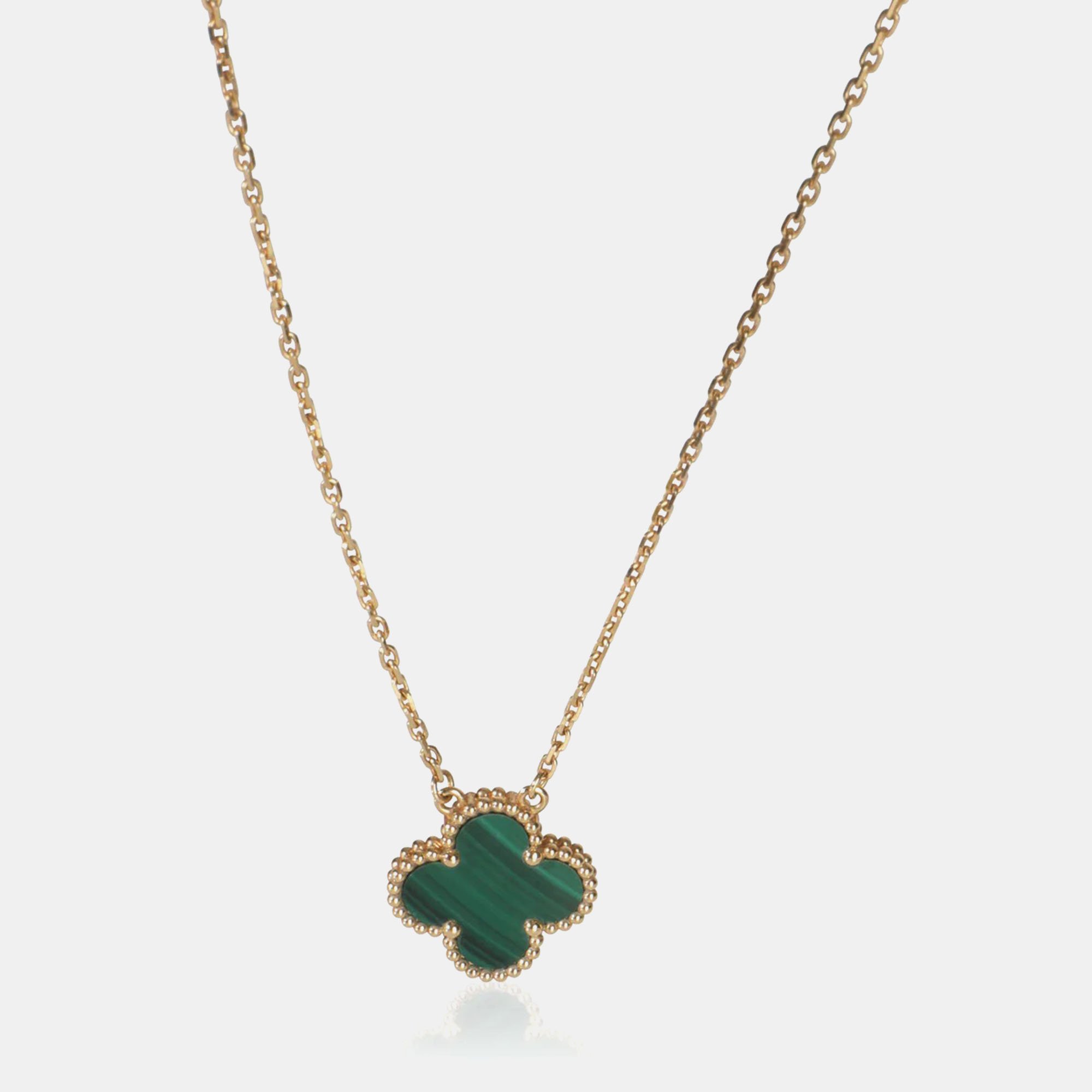 

Van Cleef & Arpels Vintage Alhambra 18K Yellow Gold Malachite Pendant Necklace