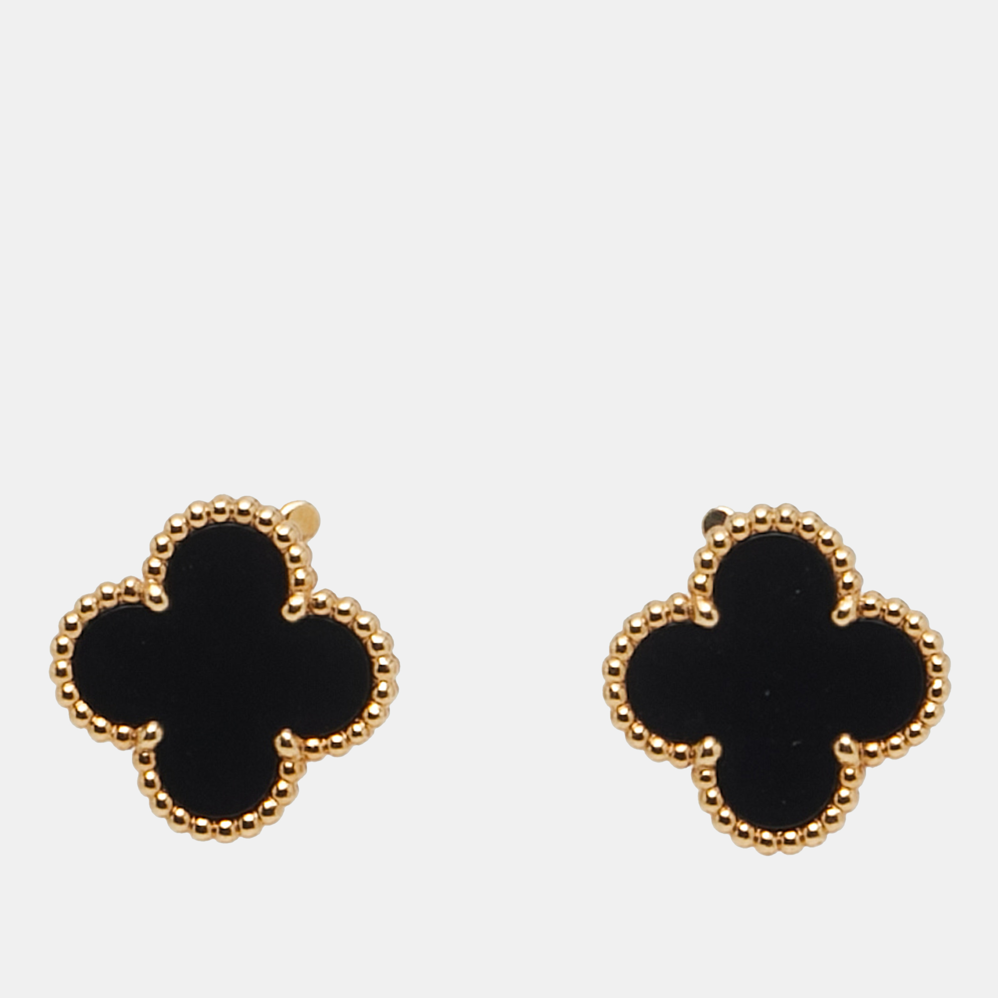 

Van Cleef & Arpels Vintage Alhambra Onyx 18k Yellow Gold Earrings